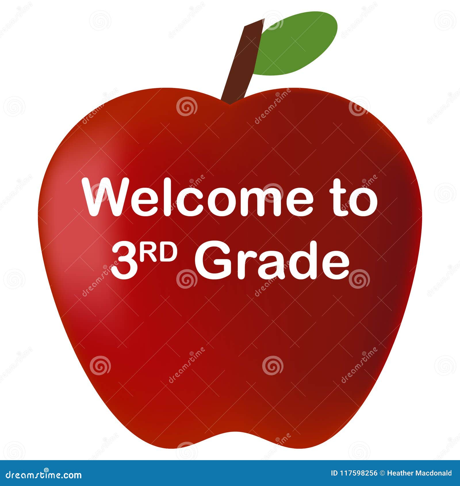 Back To School To 3rd Grade Red Apple Stock Illustration