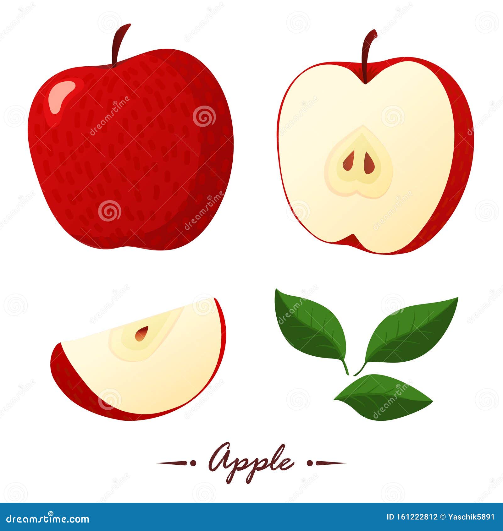 Red Apple Vector Illustration Flat Style Cartoon Stock Vector Illustration Of Clip Flat