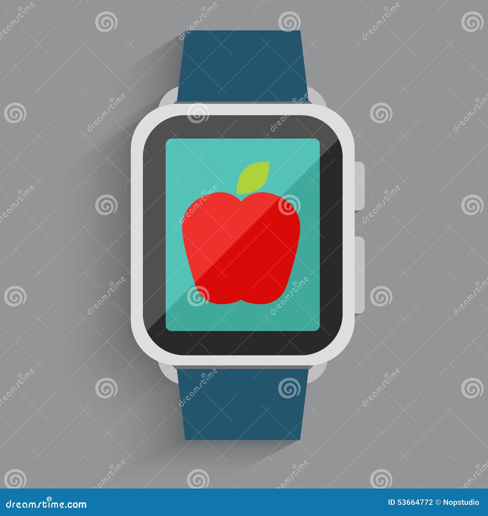 Red apple in watch screen stock vector. Illustration of electronic 53664772