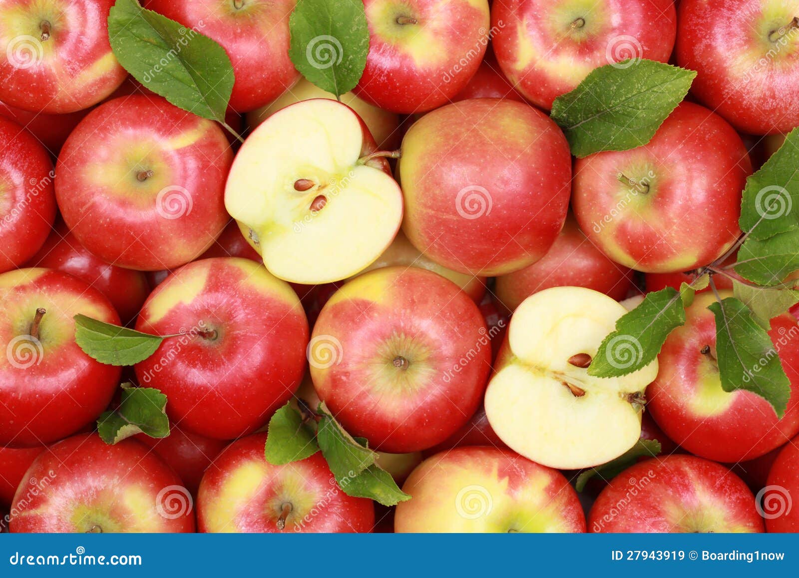 red apples with leaves