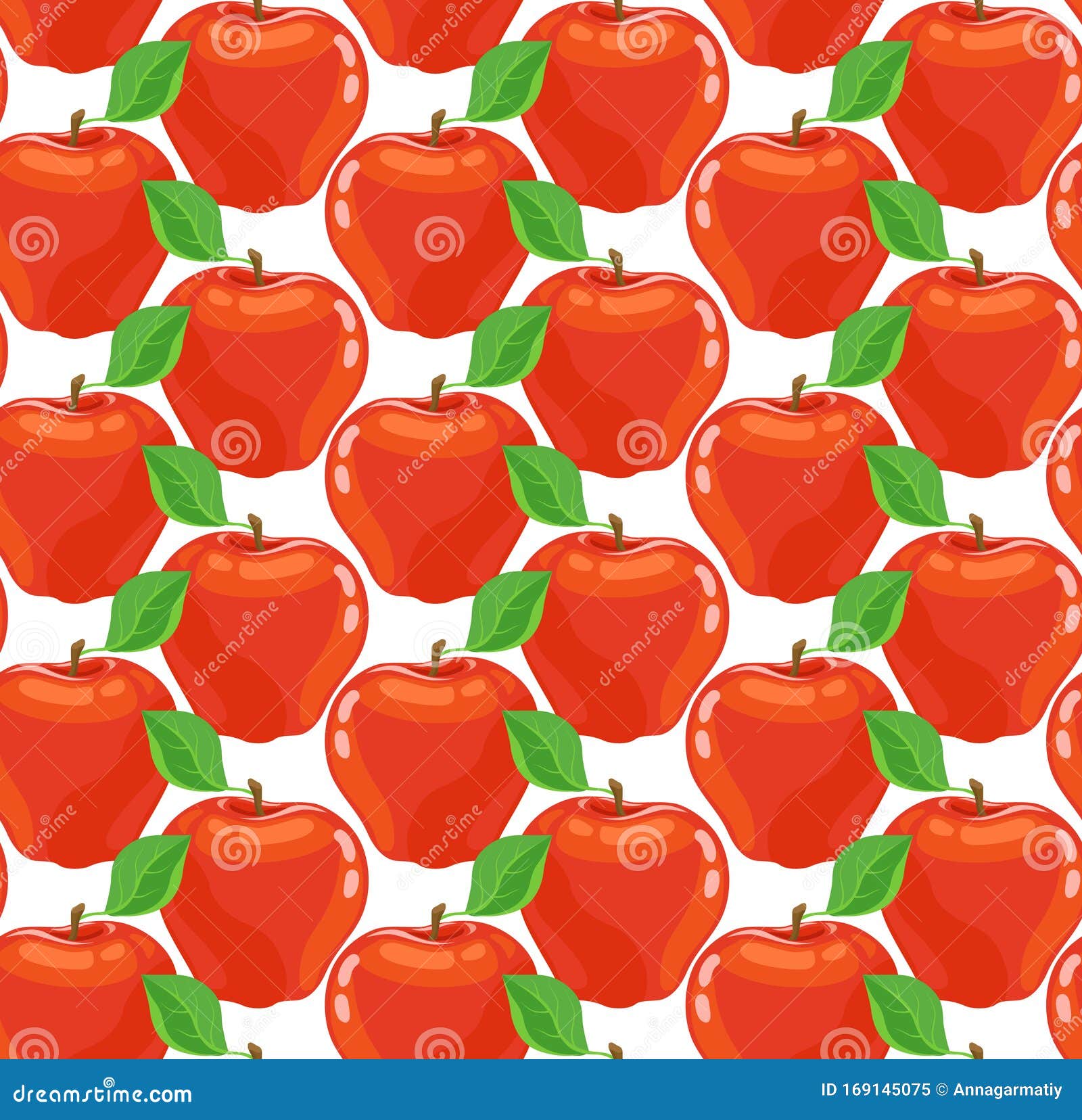 Red Apples Seamless Pattern Stock Vector - Illustration of cartoon ...