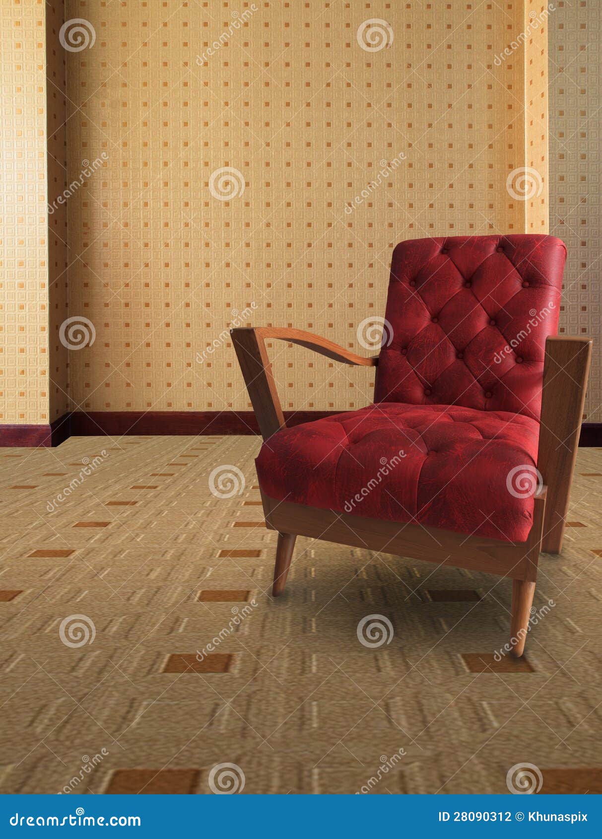 Red Arm Chair in Living Room Stock Photo Image of perspective, chair