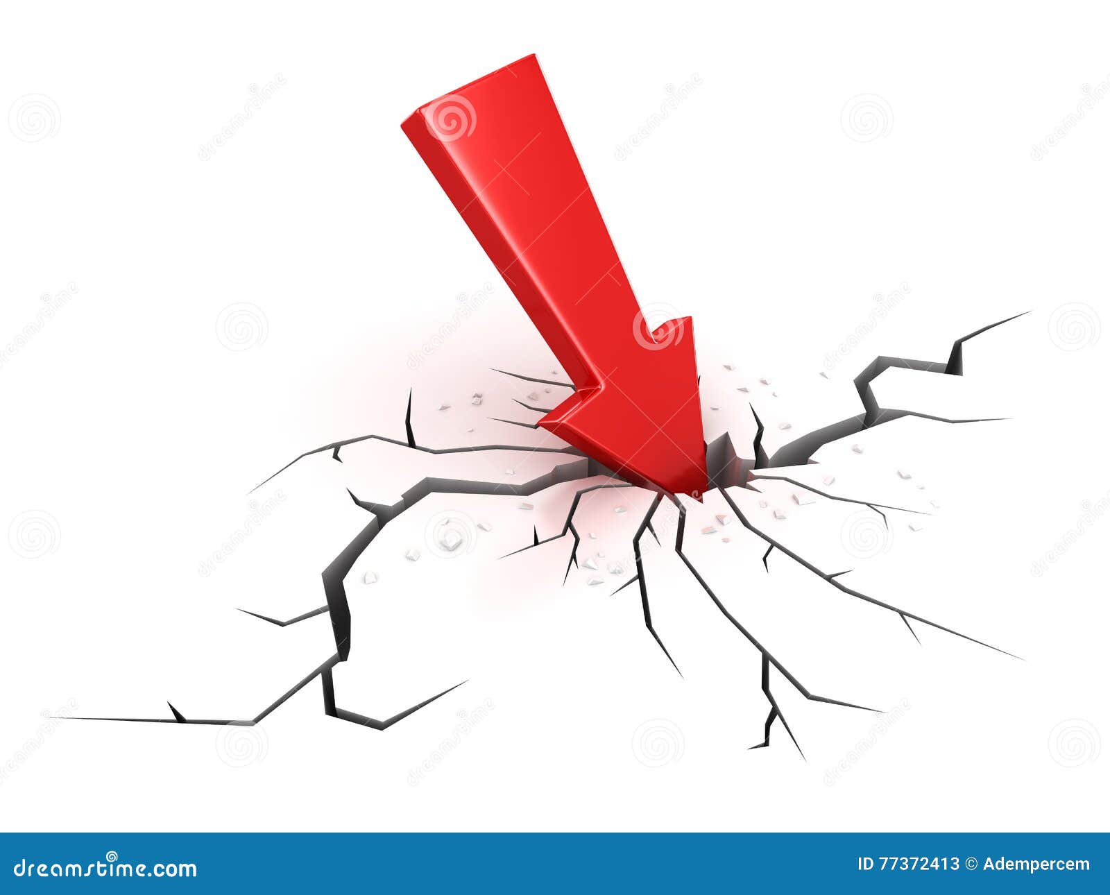 Red Arrow Crashes through the Ground Stock Illustration - Illustration ...