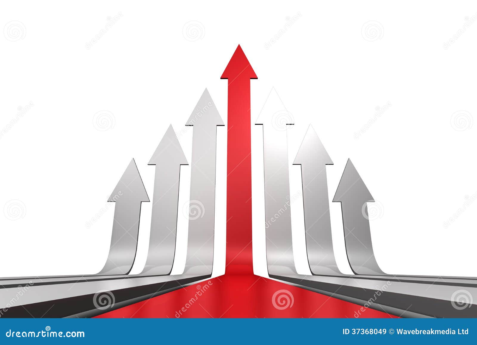 Red Arrow Pointing Up with Grey Arrows Stock Illustration Illustration of development