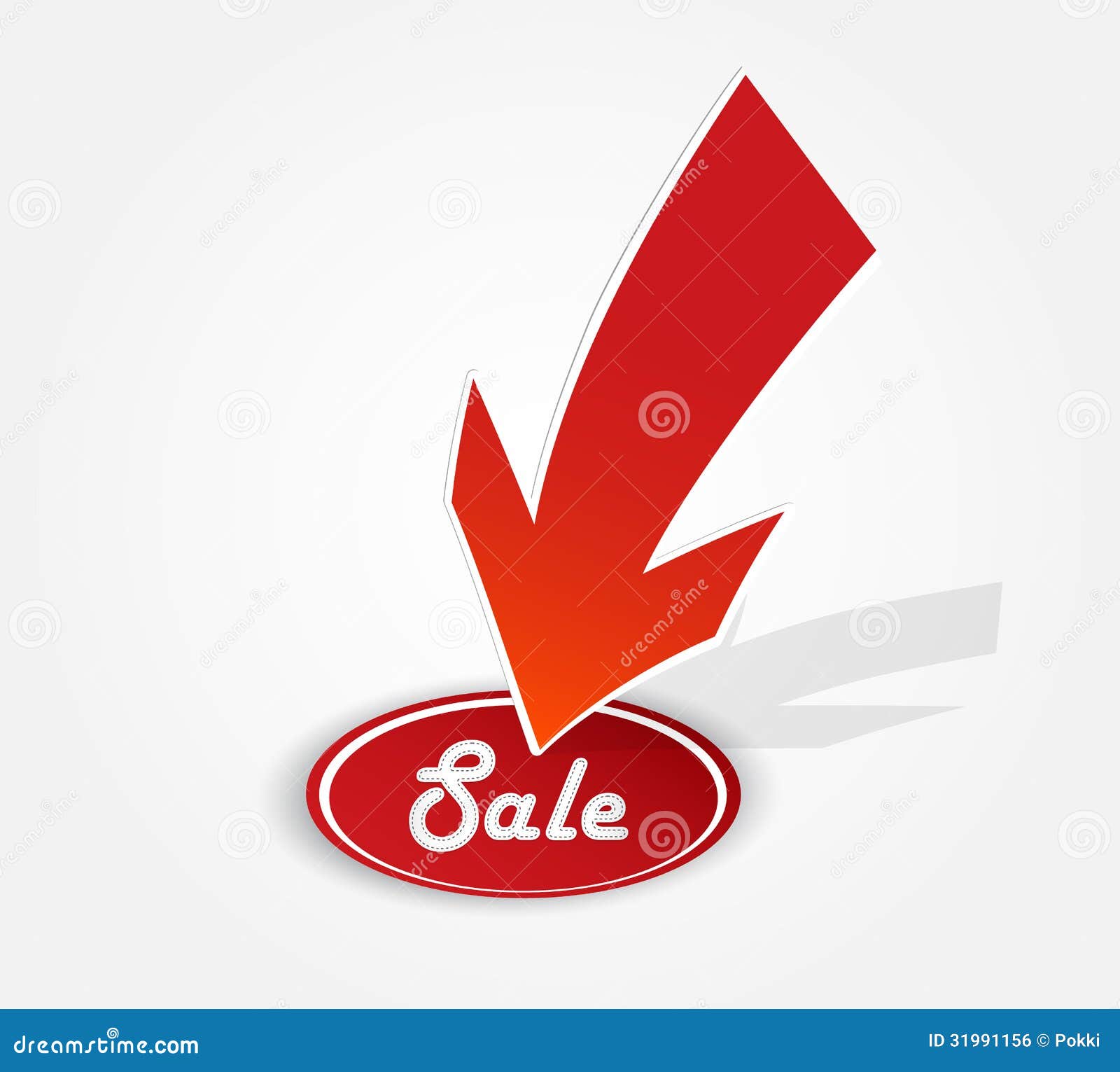 Red arrow with sale sign. stock vector. Illustration of presentation 31991156