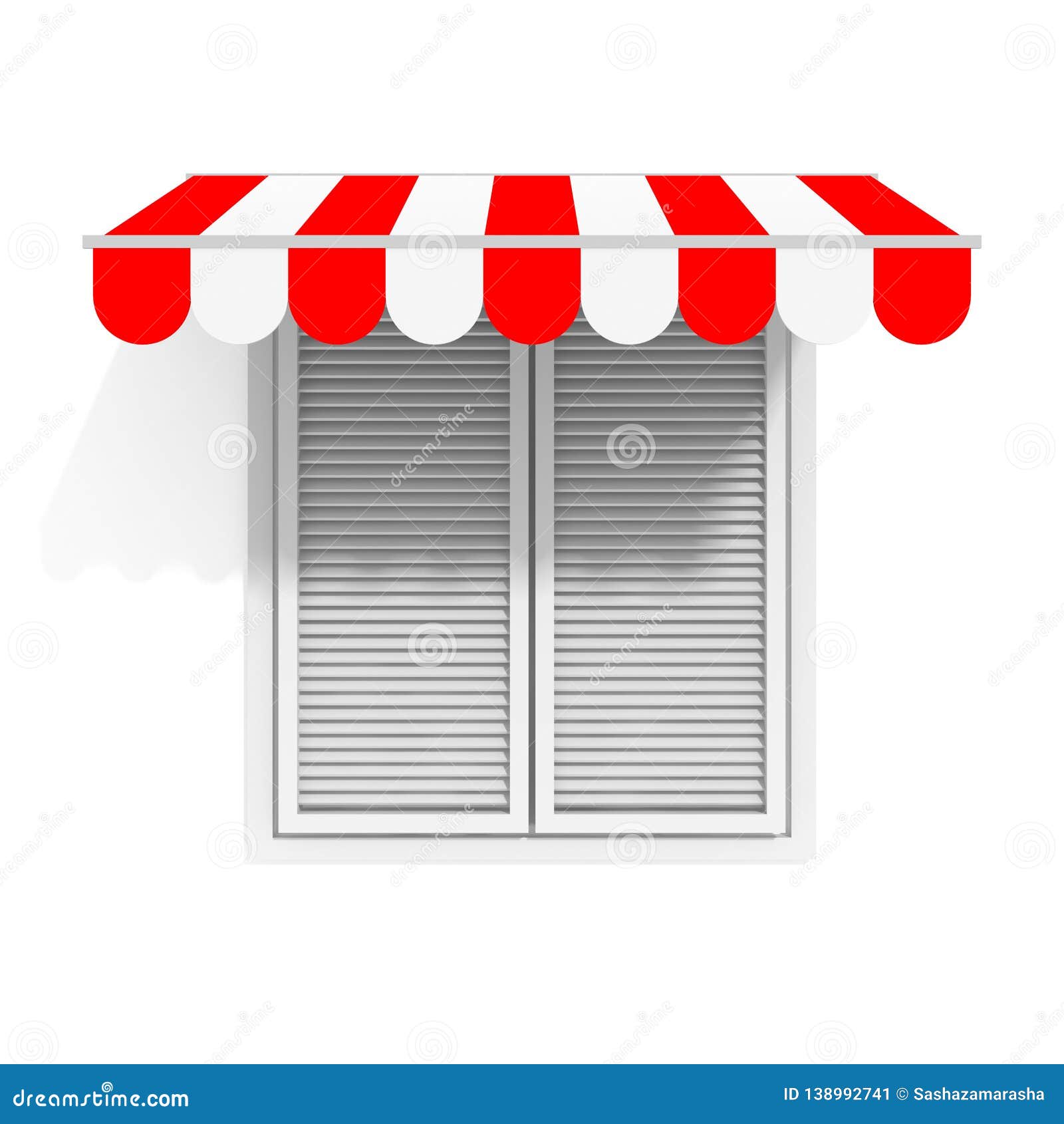 Download Red Awning Sunshade Over Closed Window. Design Mockup ...