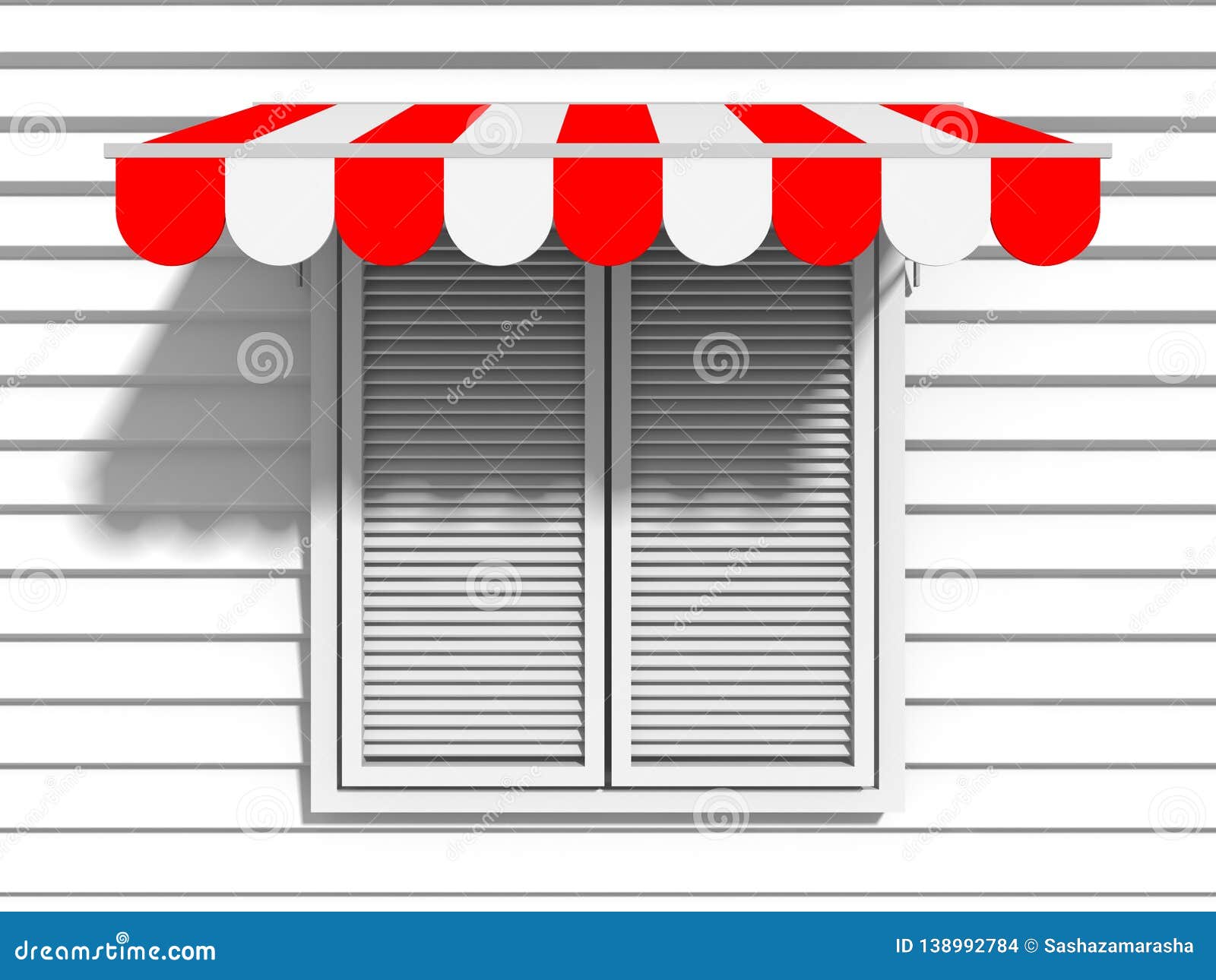 Download Red Awning Sunshade Over Closed Window. Design Mockup Template Stock Illustration - Illustration ...