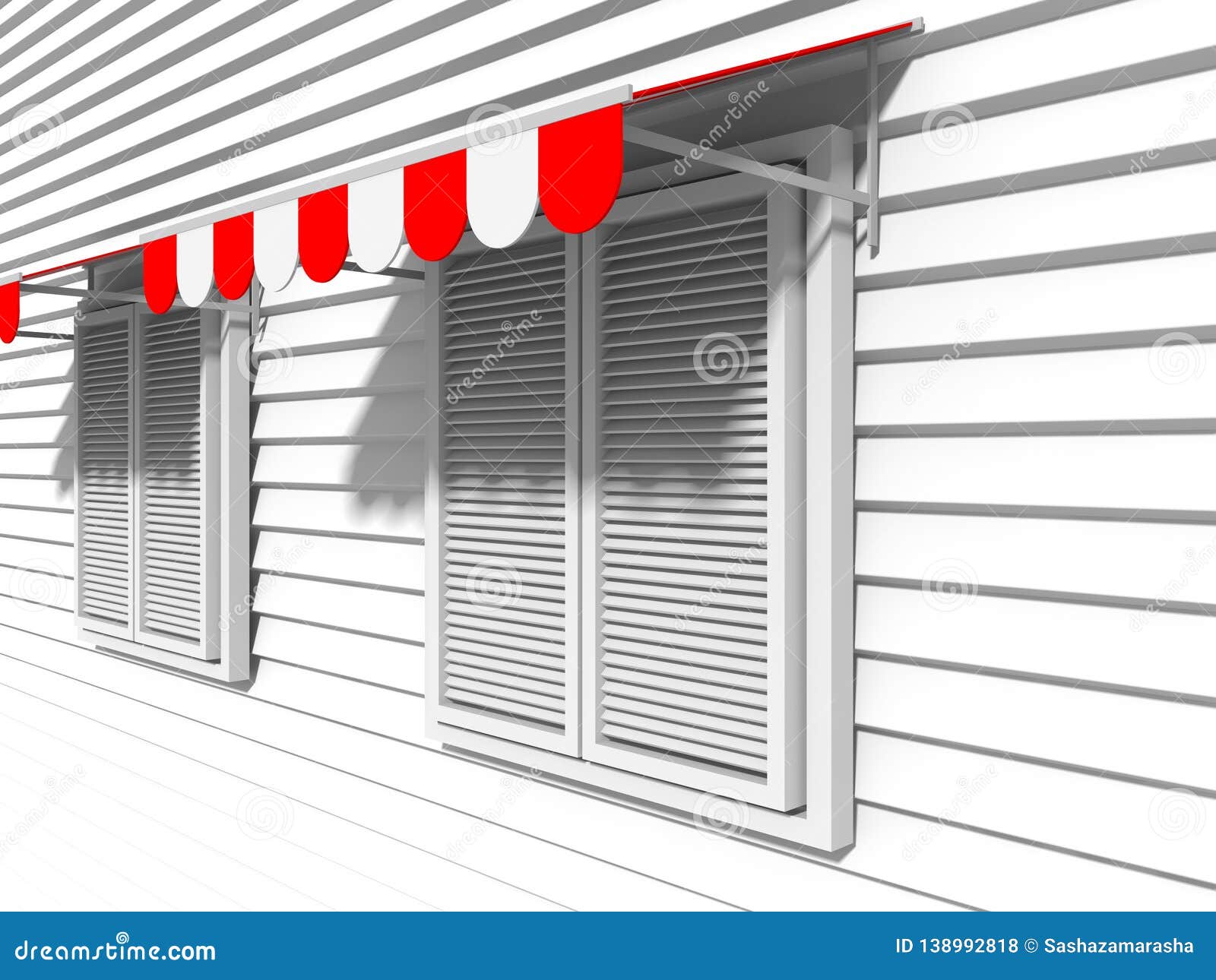 Download Red Awning Sunshade Over Closed Window. Design Mockup Template Stock Illustration - Illustration ...