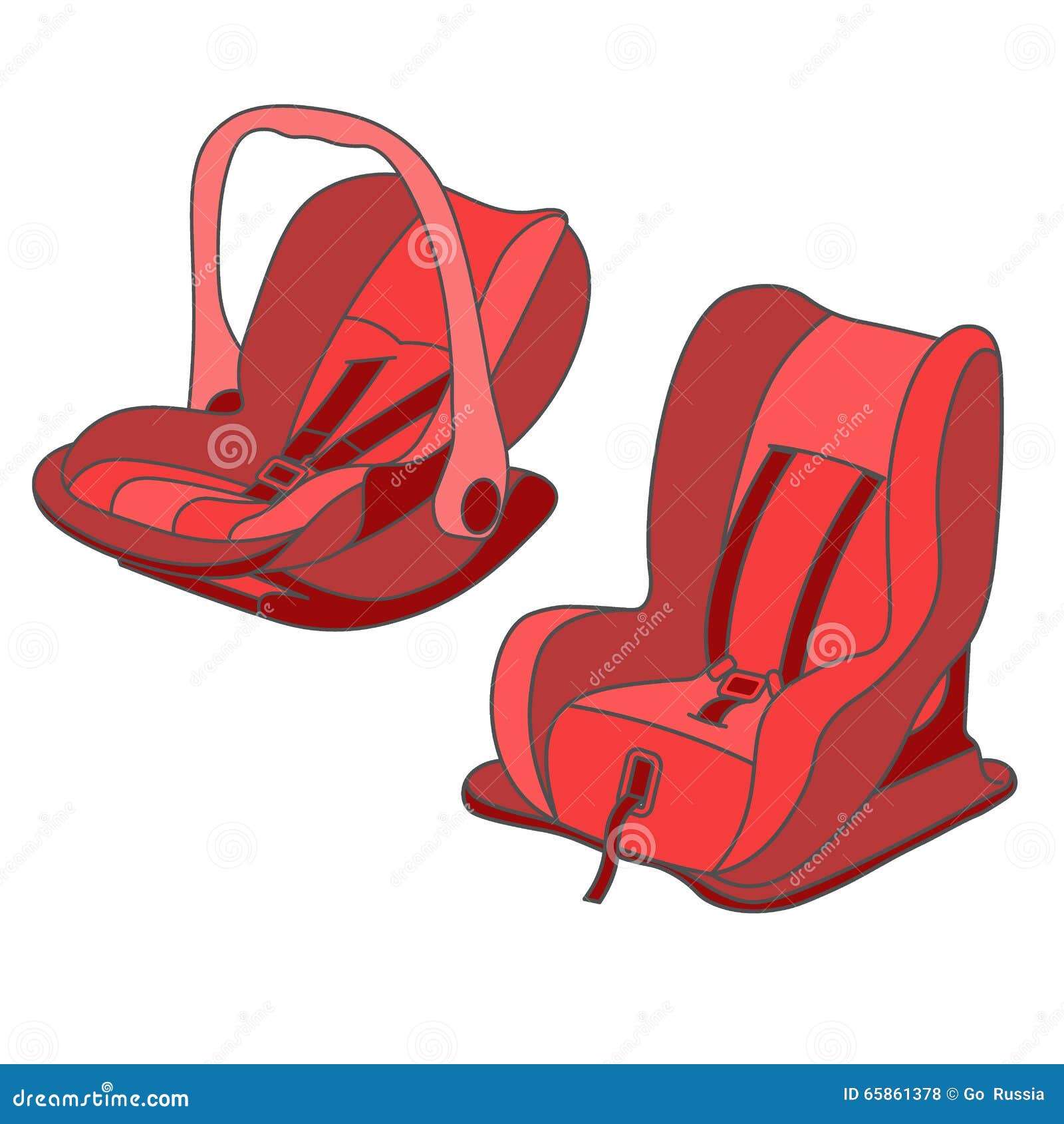 Red baby car seats set stock vector. Illustration of safety 65861378