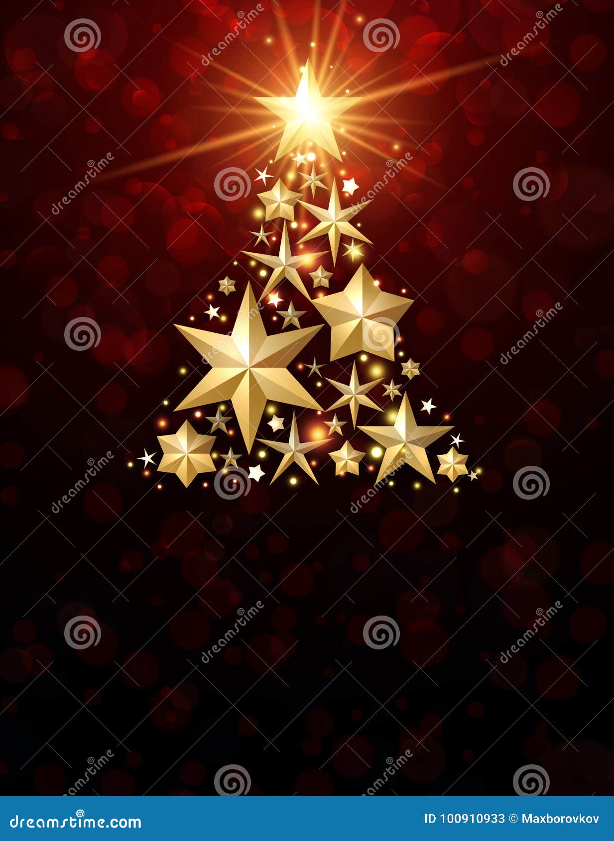 Red Background with Christmas Tree. Stock Vector Illustration of xmas