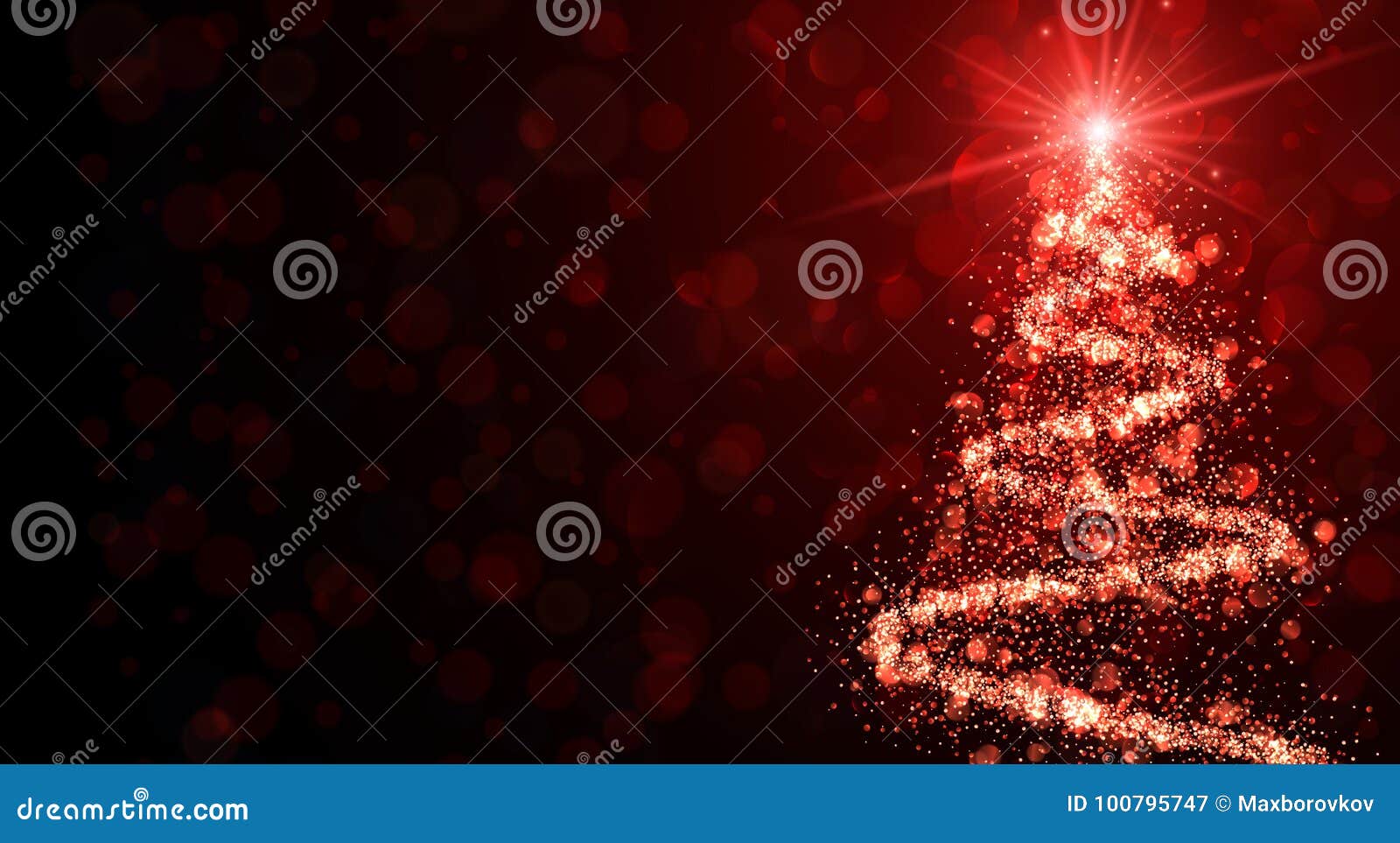 Red Background with Christmas Tree. Stock Vector Illustration of