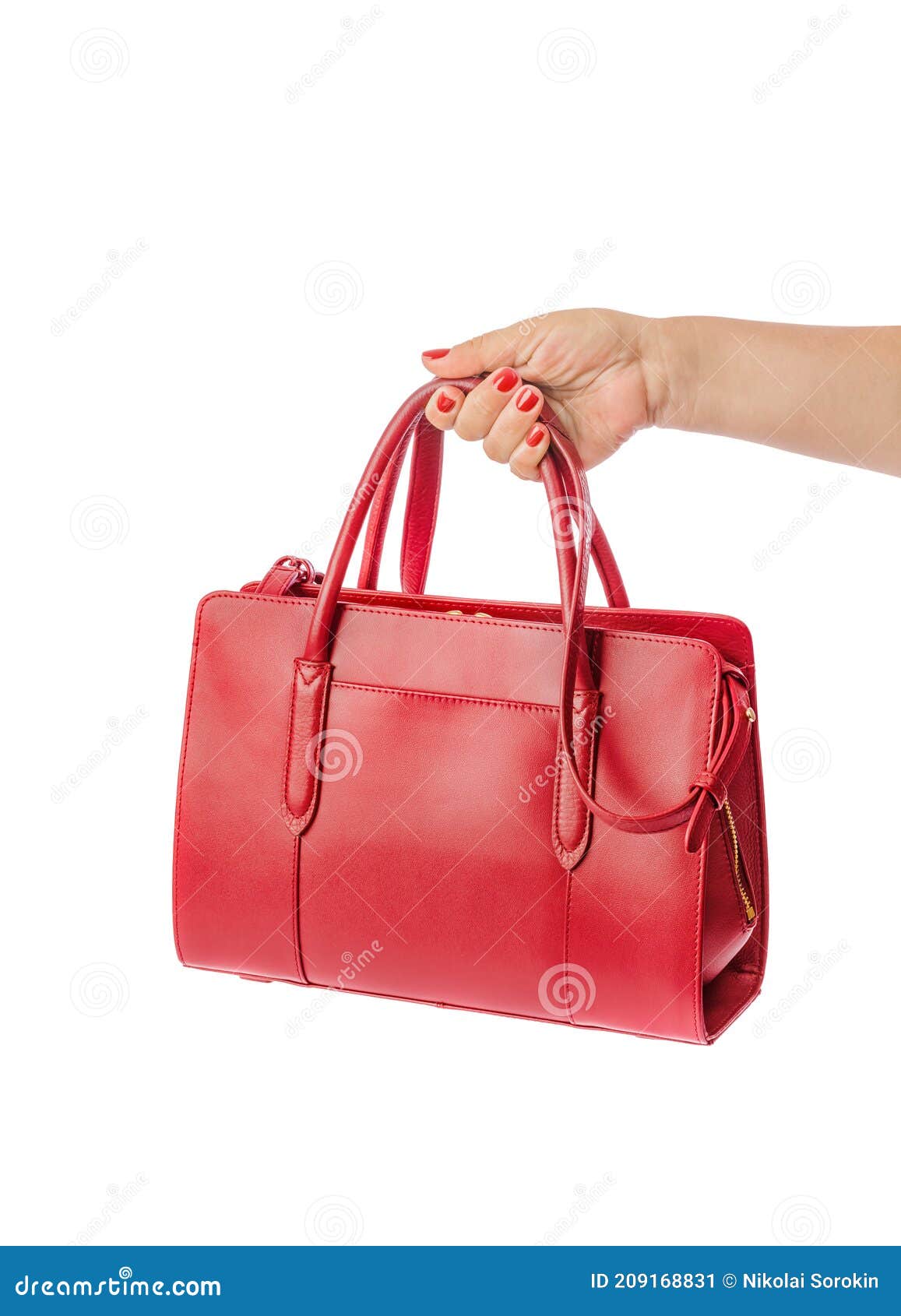 Red bag in hand stock image. Image of shopping, accessory 209168831