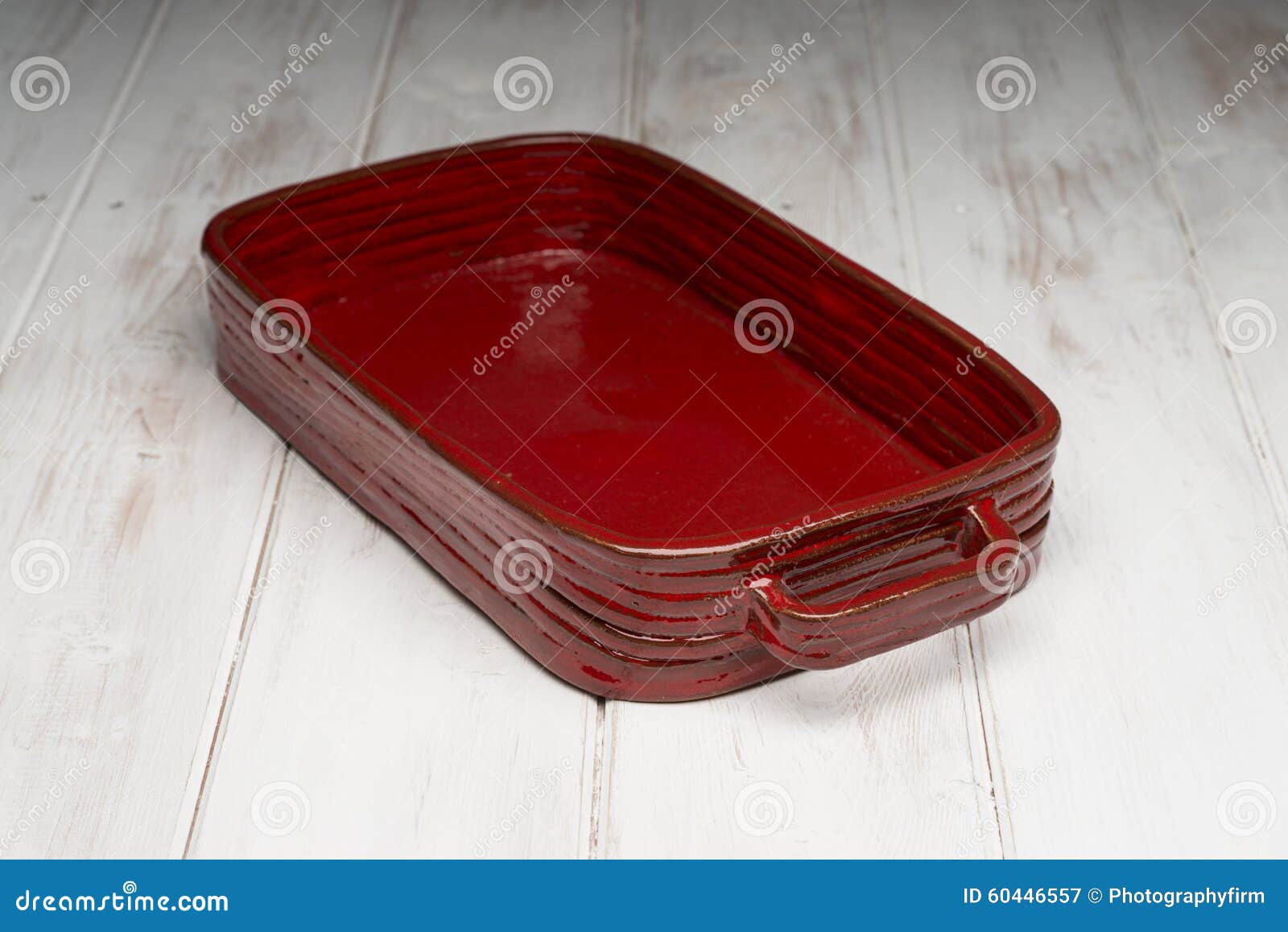 Red Baking Dish on White Wooden Panel Surface Stock Image Image of