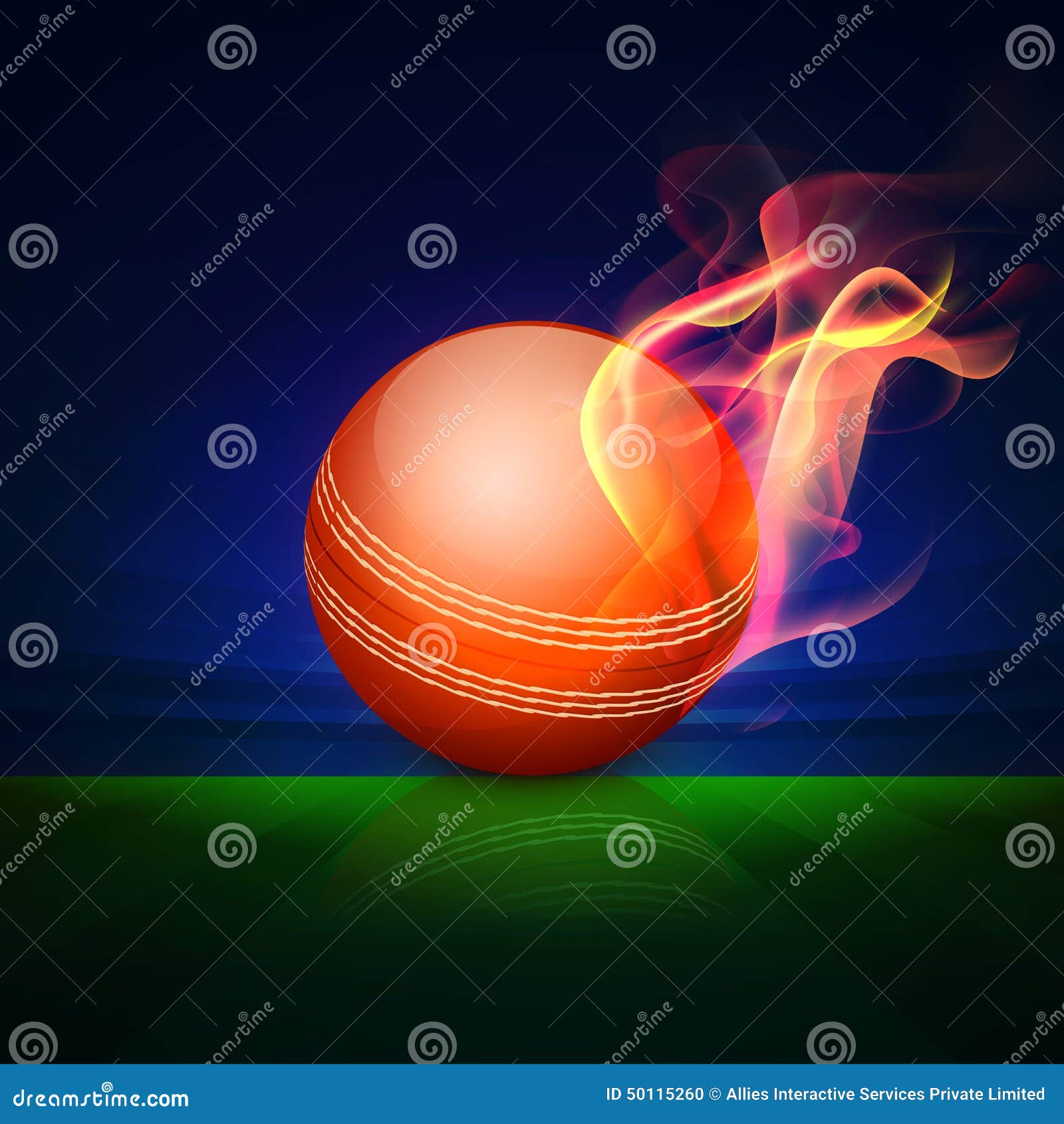 Red Ball in Fire for Cricket. Stock Illustration Illustration of