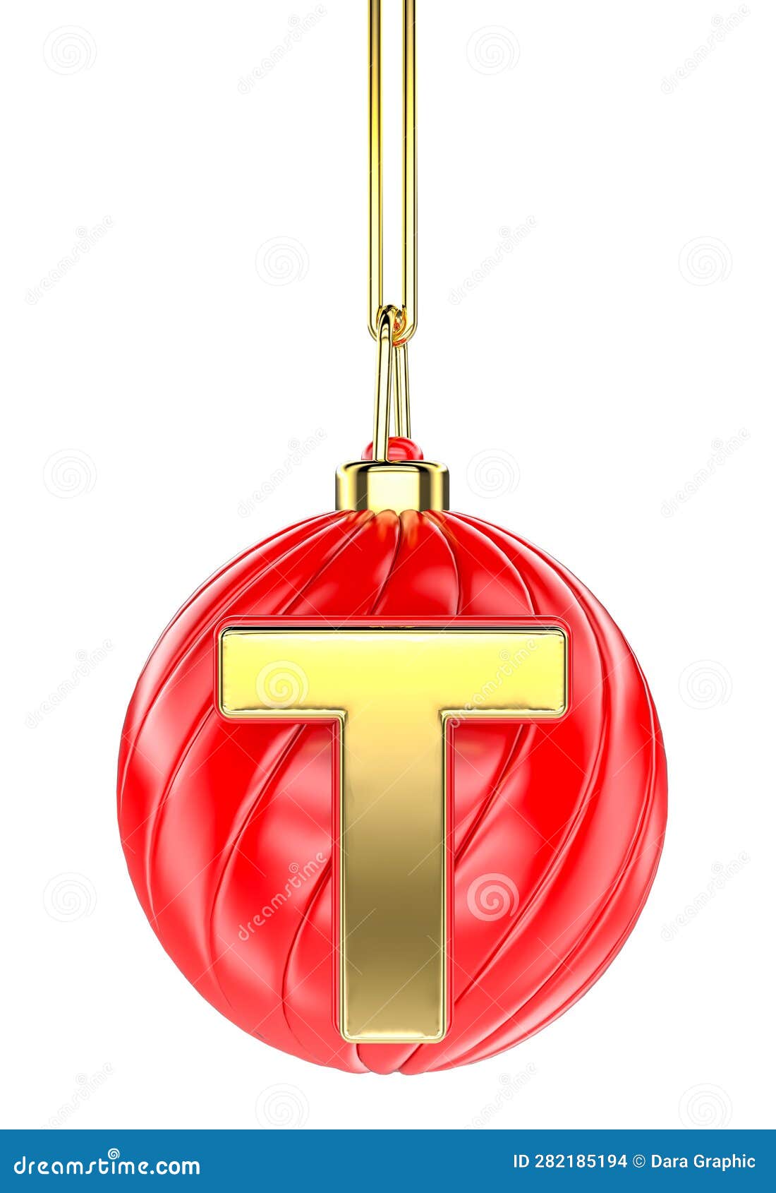 red ball font t 3d render