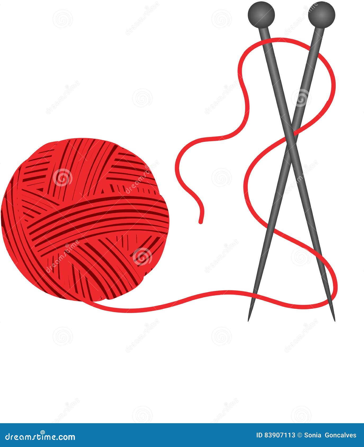 Red ball knitting wool stock vector. Illustration of vector - 83907113