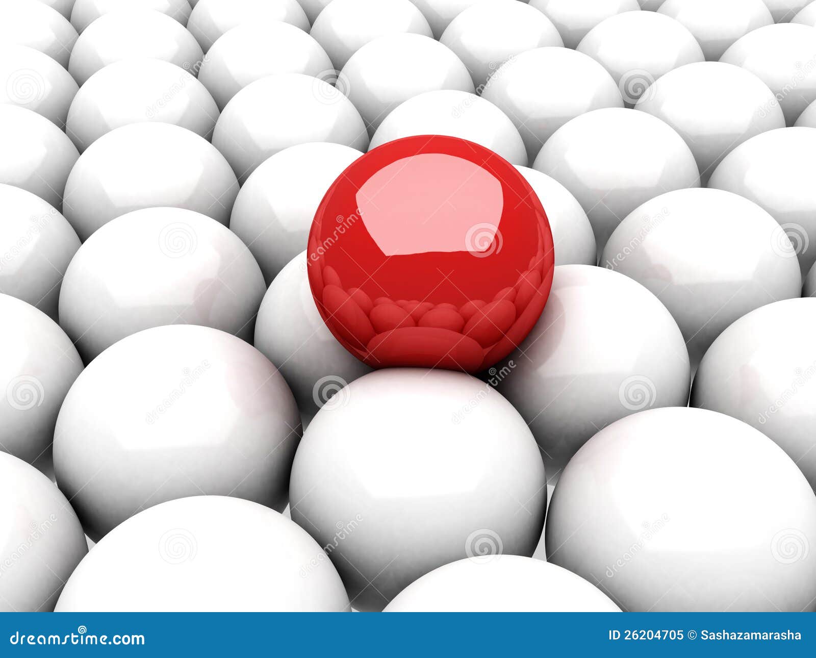 Red Ball Leader On Many White Balls Royalty Free Stock Photo Image
