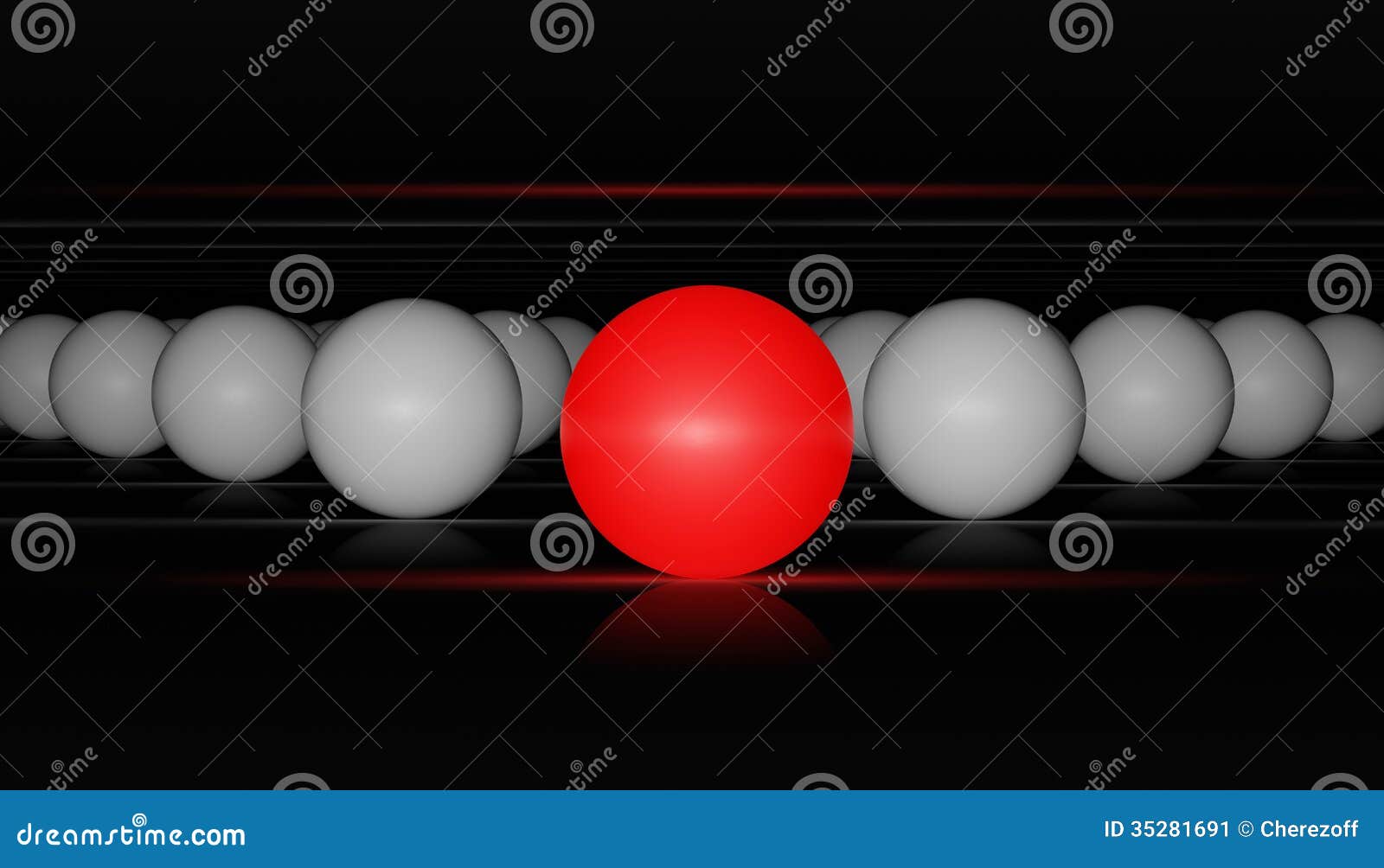 Red ball and white balls stock image. Image of difference 35281691