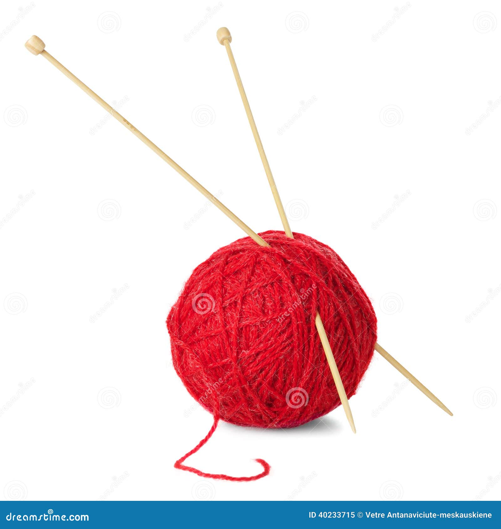 red ball of wool and knitting needles