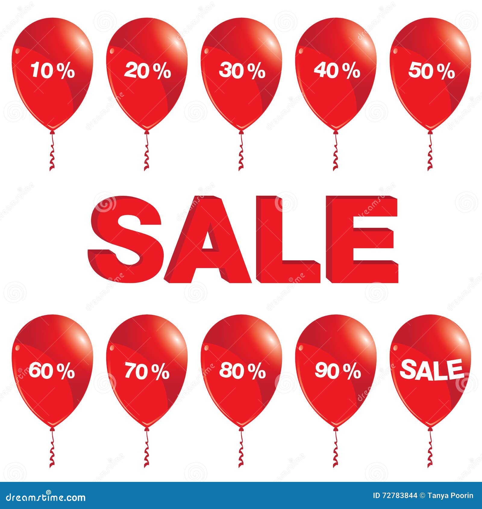 Red Balloons with Sale. Red Balloons with Sale on White Background