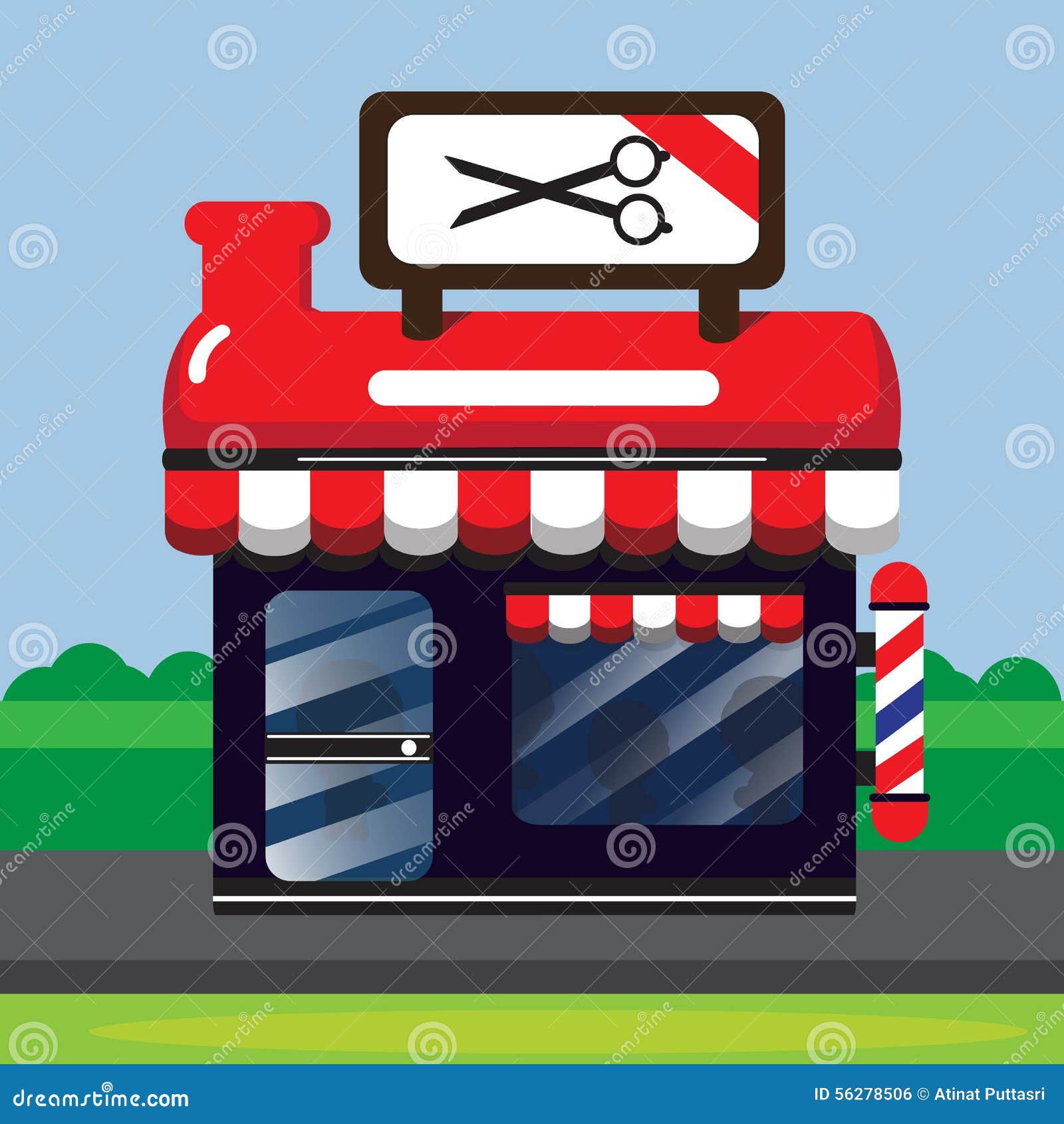 RED BARBER SHOP stock vector. Illustration of cute, design 56278506