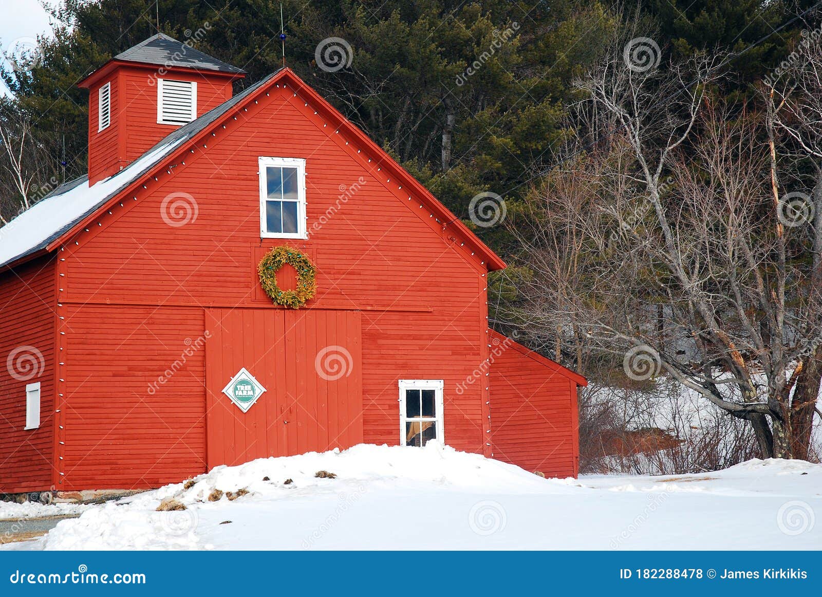 A Red Barn is Decorated for Christmas Editorial Stock Photo Image of