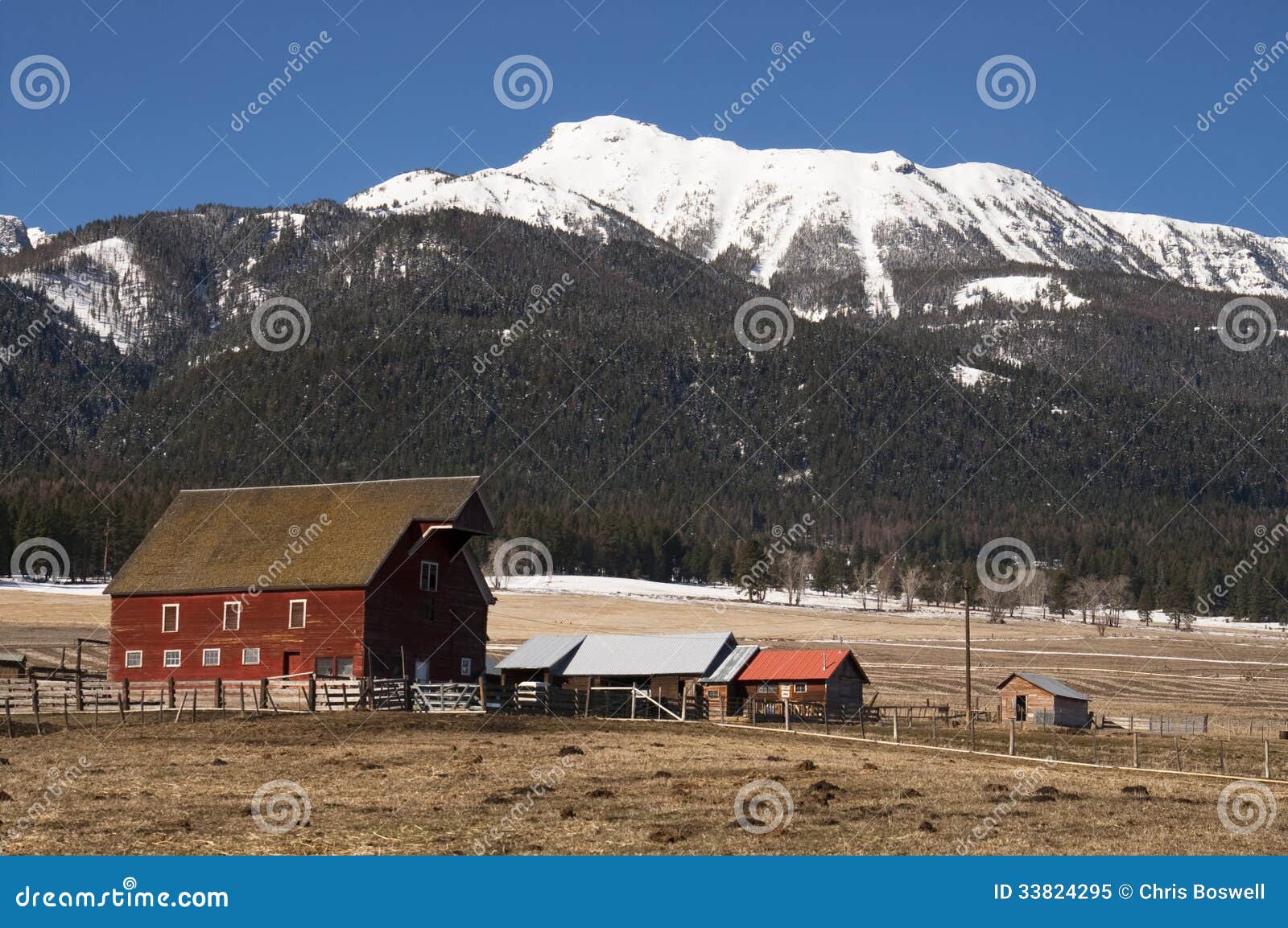 Red Barn Outbuilding Mountain Ranch Homestead Western ...