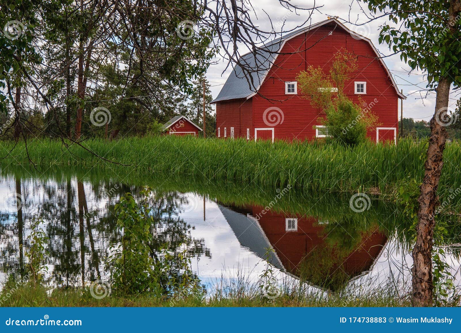 Red Barn on a Ranch in Central Oregon Stock Image - Image of animals ...