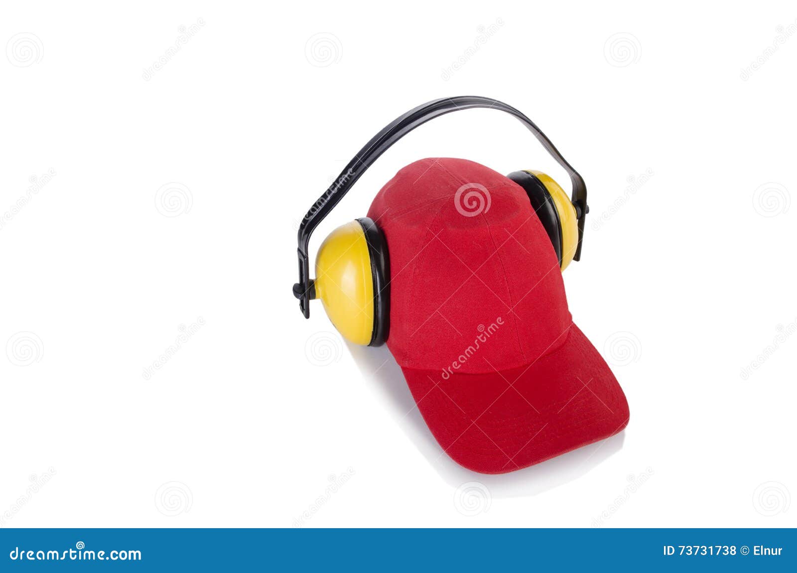 The Red Baseball Cap with Noise Headphones Isolated on White Stock Photo Image of headphones