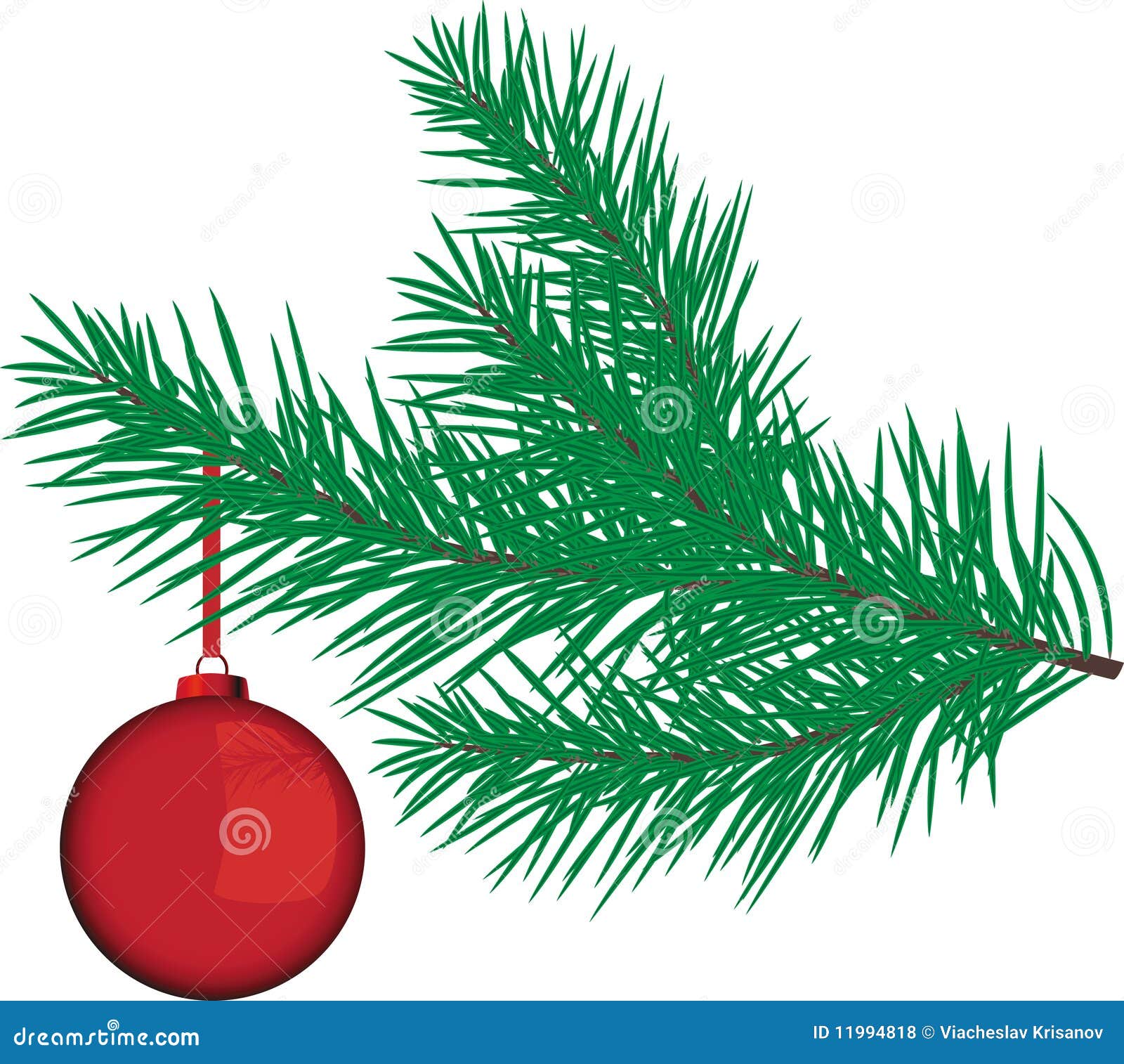 red bauble on a christmas tree branch