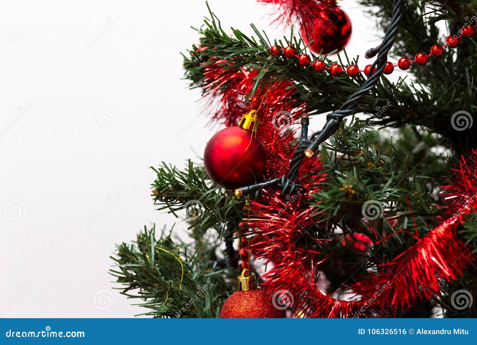 Red Baubles on a Christmas Tree. Stock Photo - Image of decorate ...