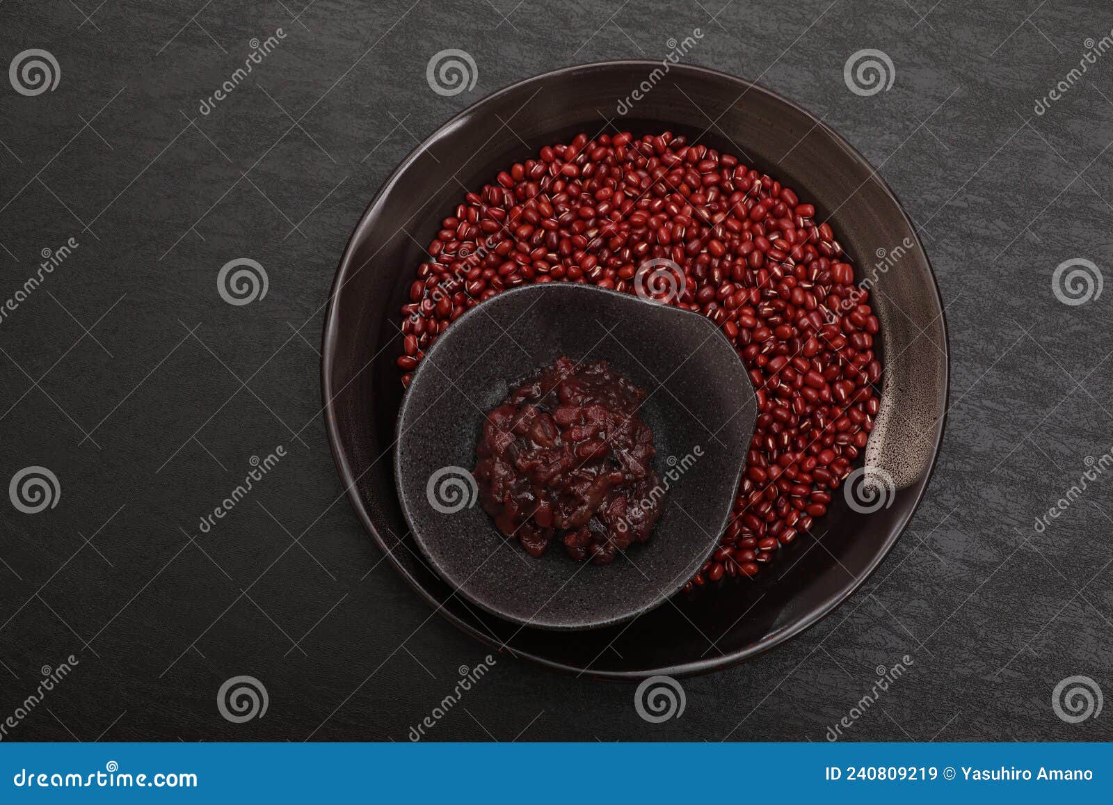 Red Bean Paste and Azuki Beans on a Plate Stock Image Image of azuki