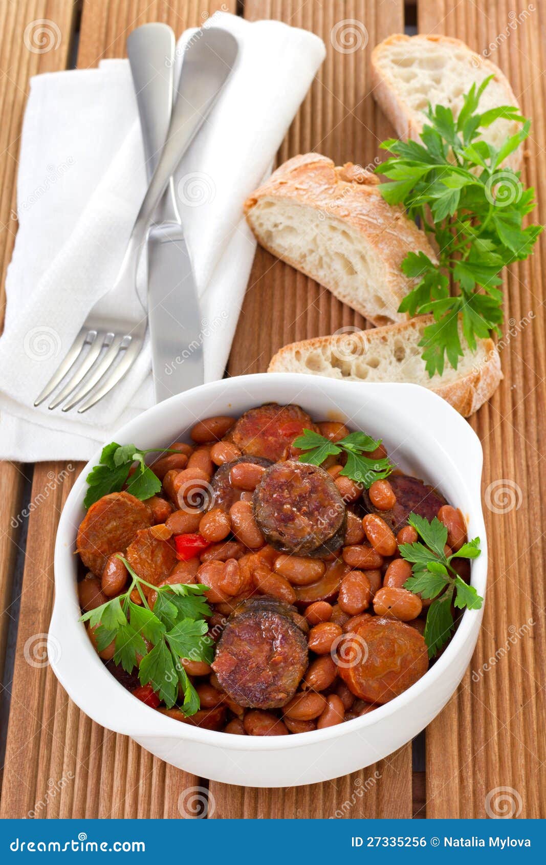 Red Beans with Sausages and Sauce in the Bowl Stock Photo Image of