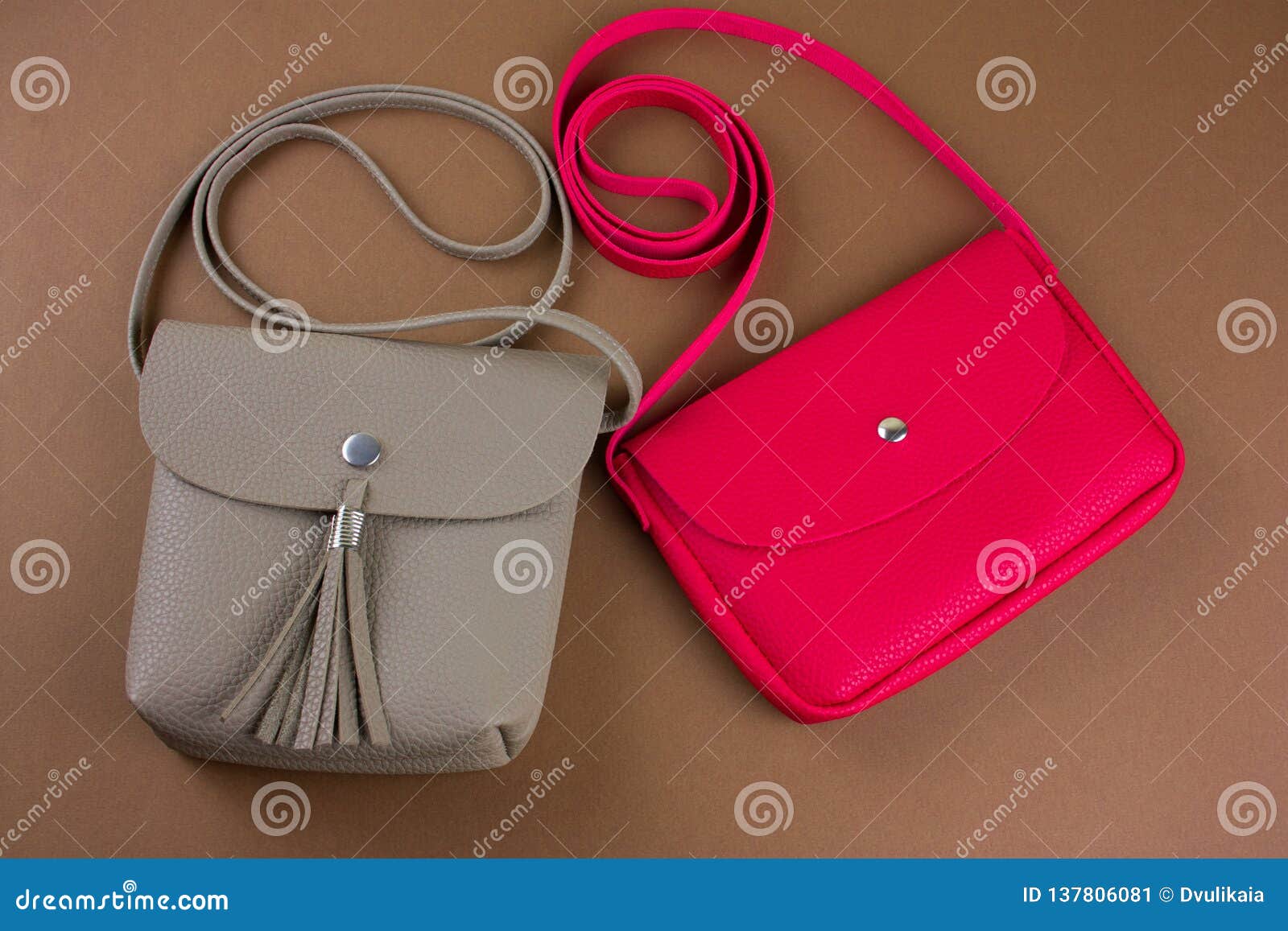 Red and beige leather bags stock image. Image of clothing - 137806081