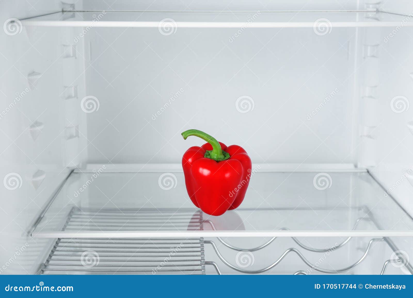 Red Bell Pepper on Empty Shelf in Refrigerator Stock Photo Image of