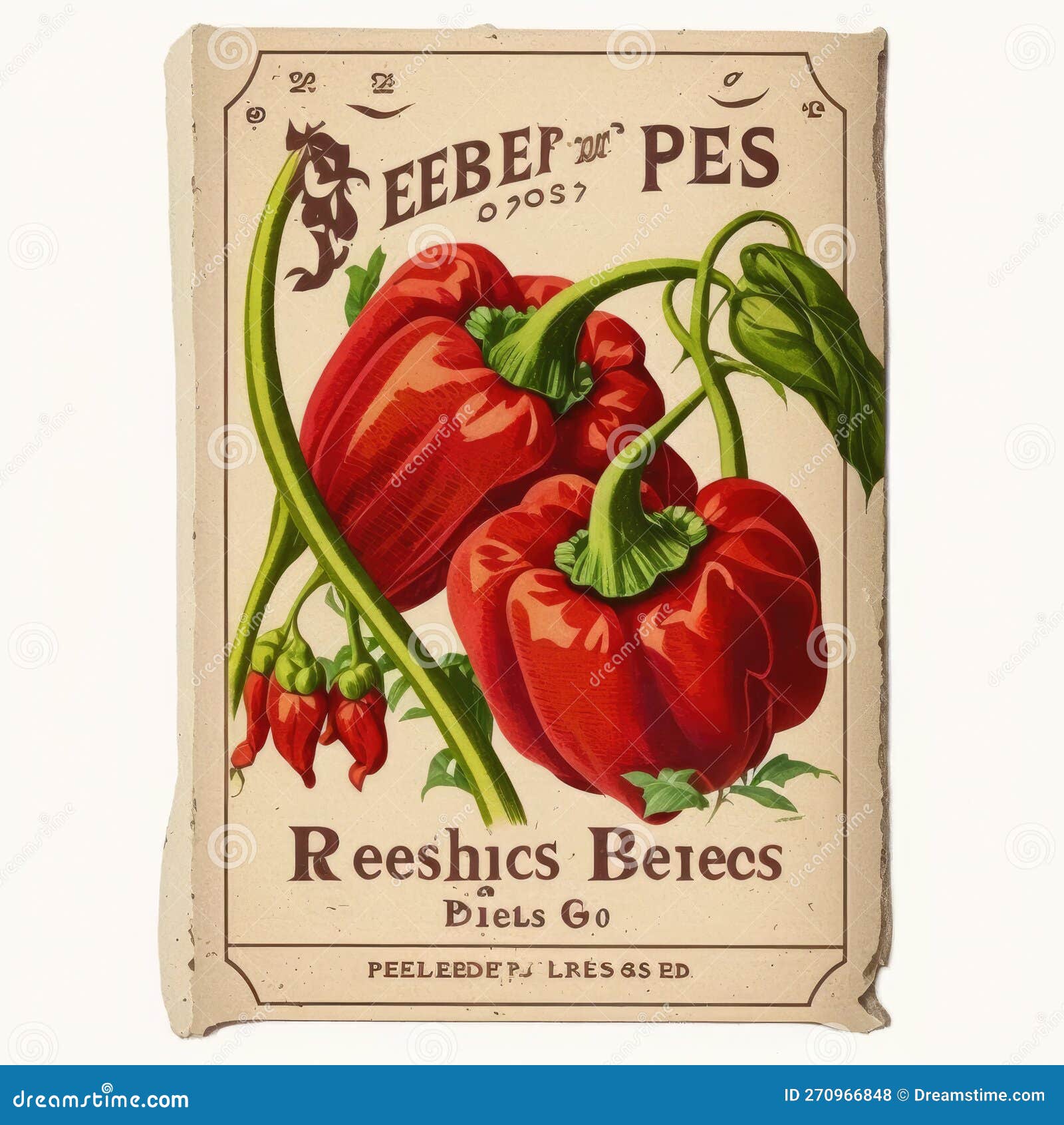 Vintage Bell Pepper Seed Packet Stock Illustration Illustration of