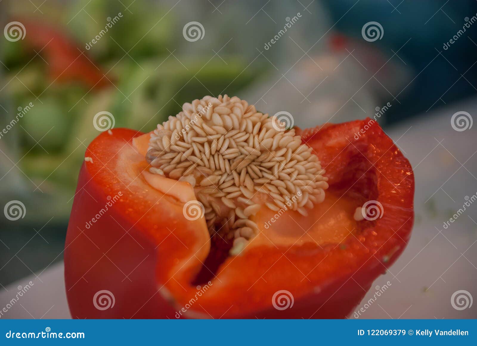 Red Bell Pepper Seeds stock image. Image of crunchy 122069379
