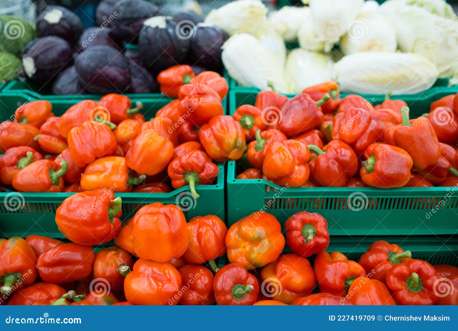 Red Bell Pepper on a Store Counter. Stock Image Image of diet, nature