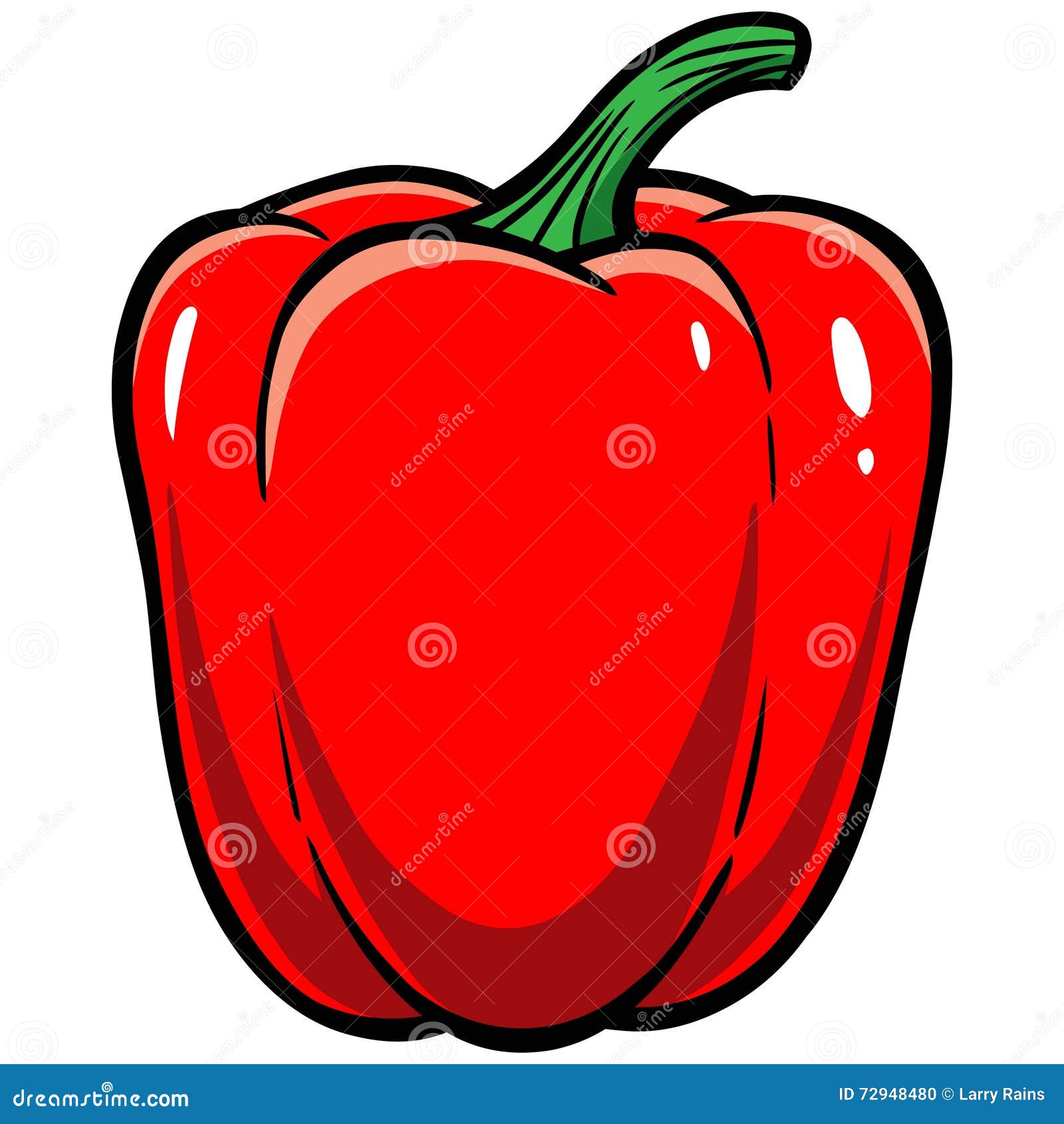 Bell Pepper Outline Vector Illustration. Hand Drawn Contour Vegetable