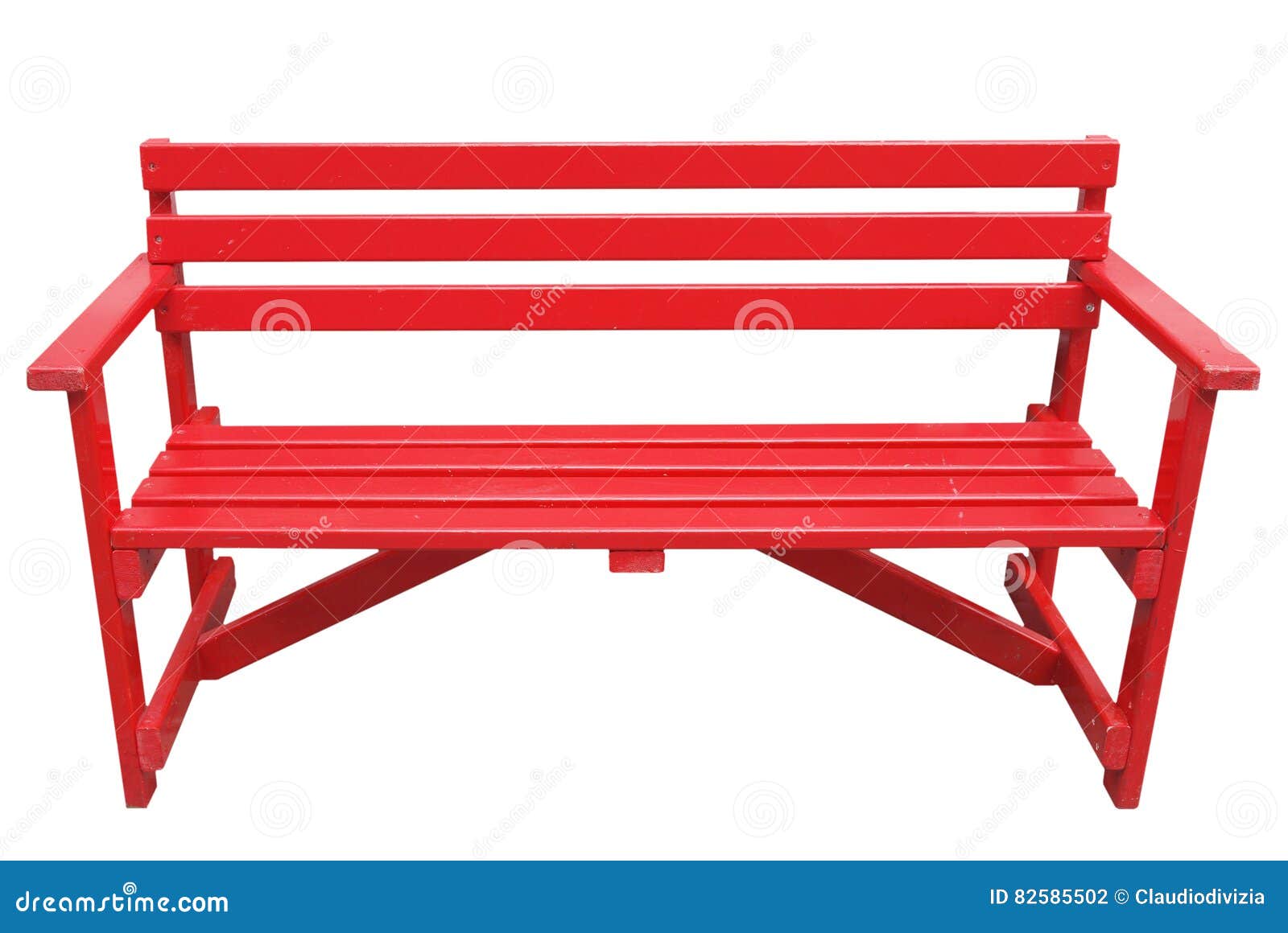 Red Bench Seat Isolated Over White Stock Photo Image of garden
