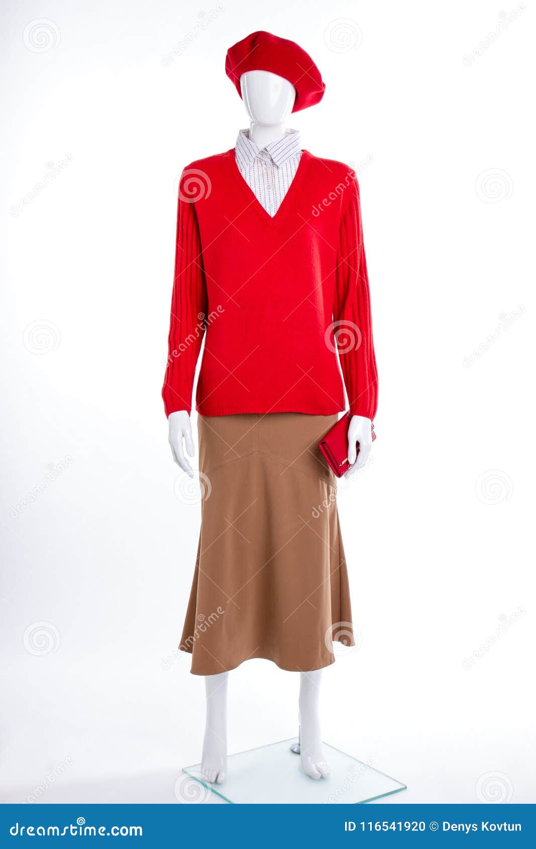 Red Beret and Sweater on Female Mannequin. Stock Photo - Image of full ...