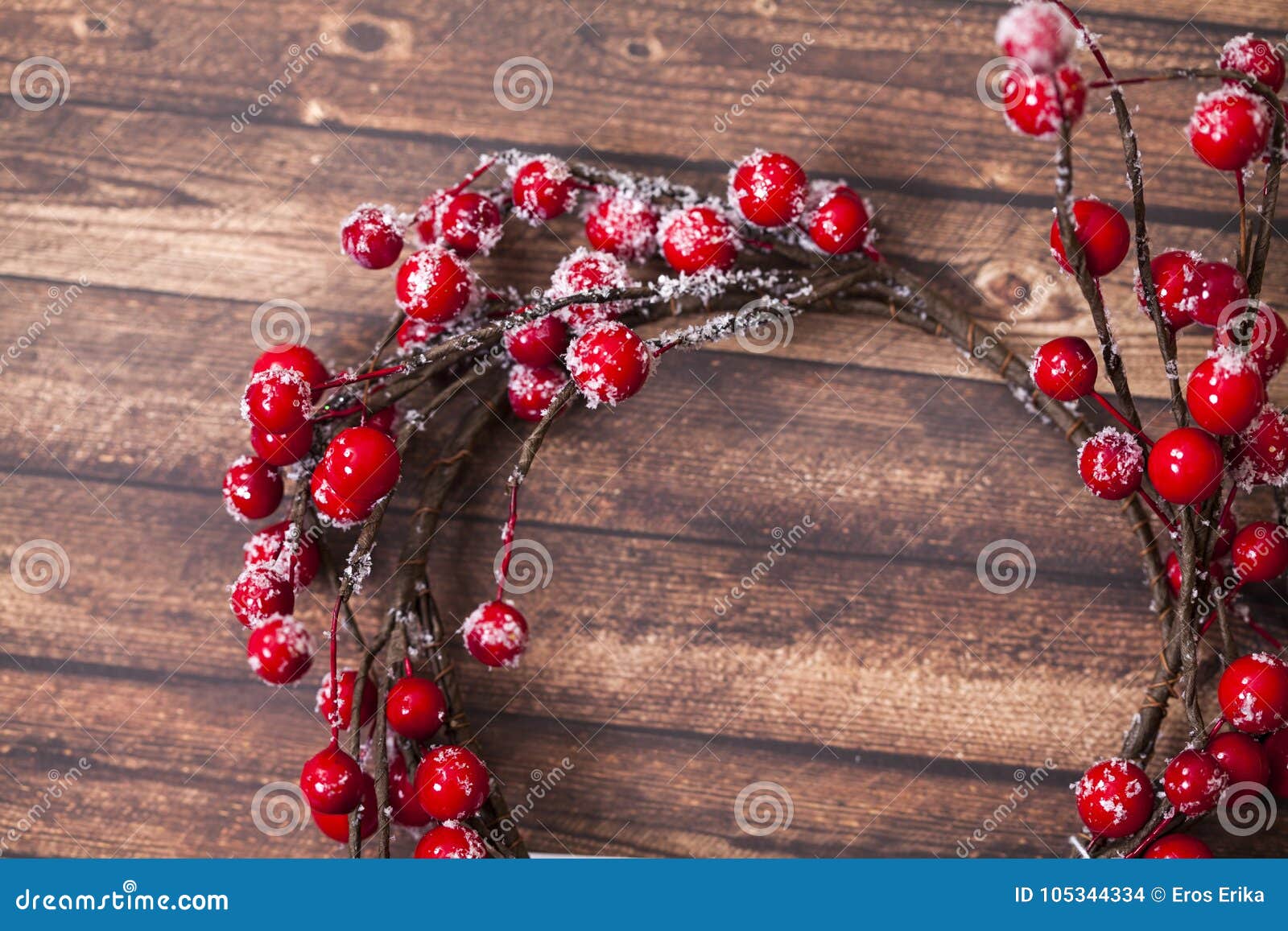 Christmas Wreath of Red Berries Stock Photo - Image of festive, border ...