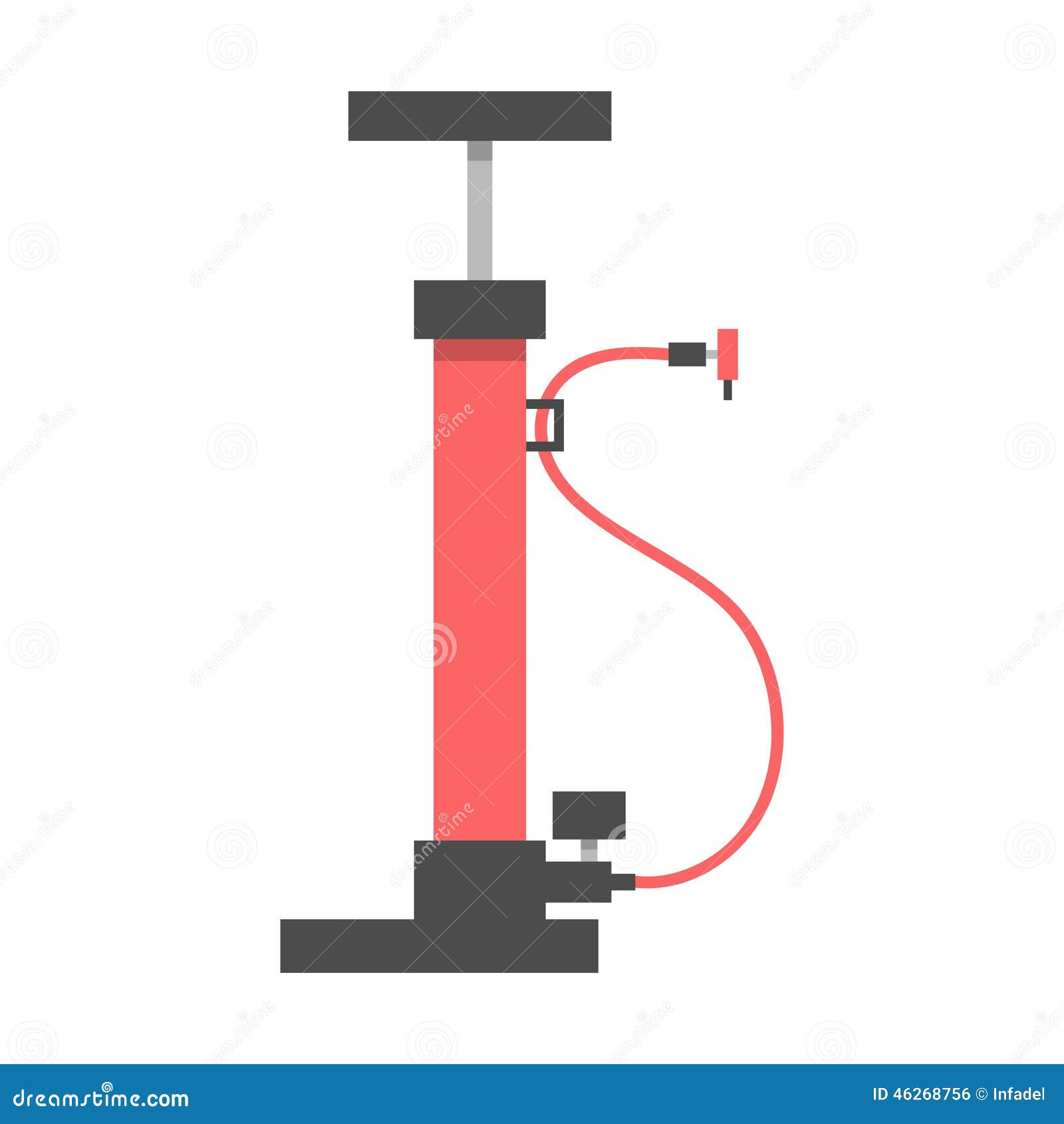 Red Bicycle Pump on White Background Stock Vector Illustration of