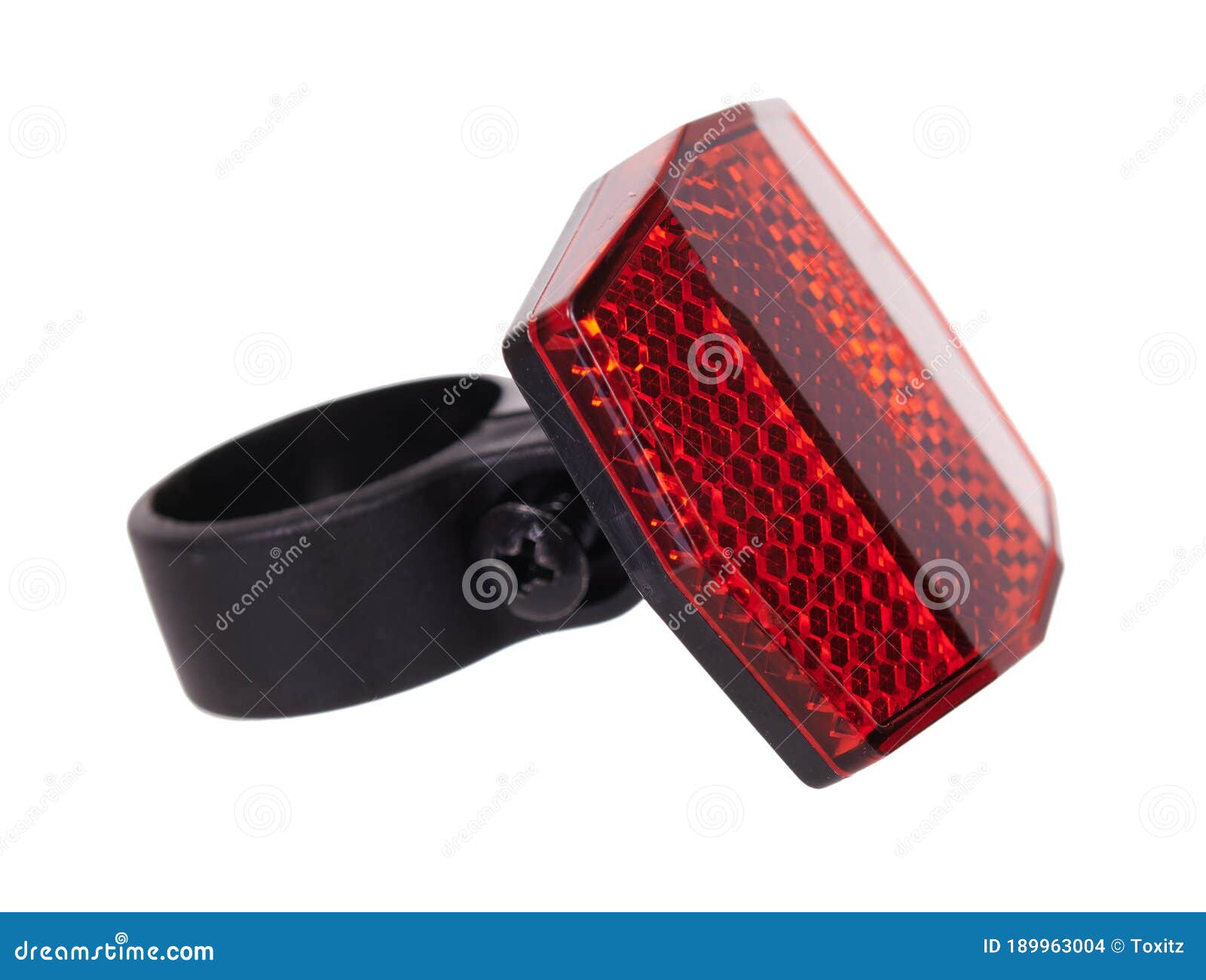 Red Bicycle Reflector for Safety. Isolated on White Background Stock