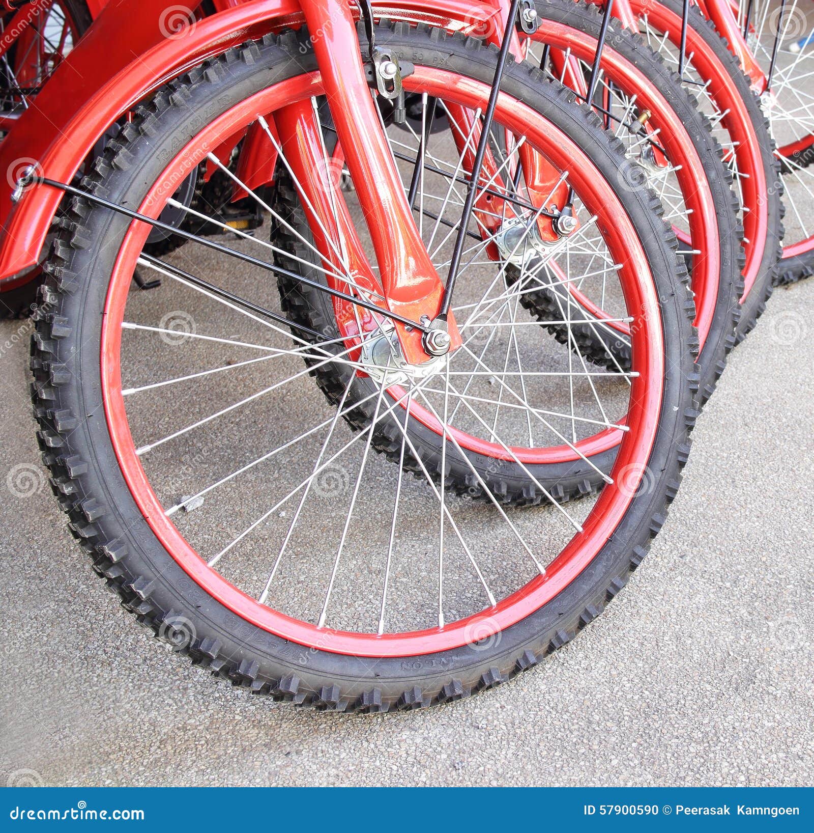 The Red Bicycle Wheels on Concrete Cement Stock Photo Image of bike