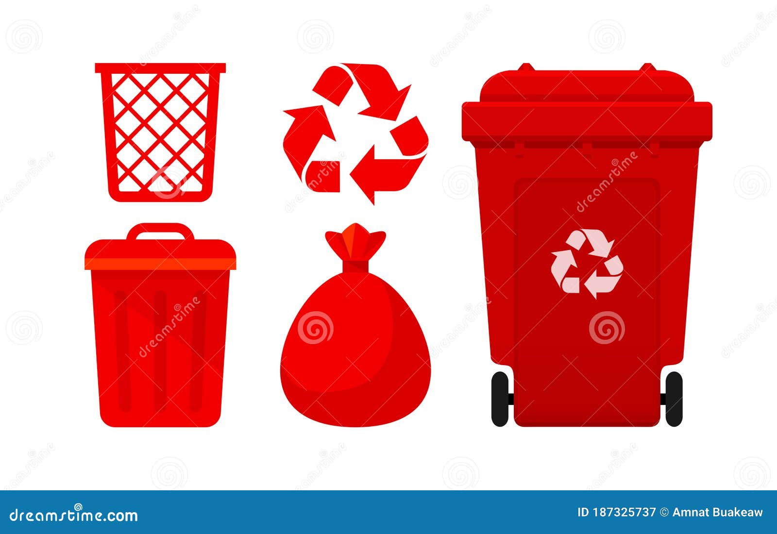 bag plastic waste red isolated on white background, red plastic