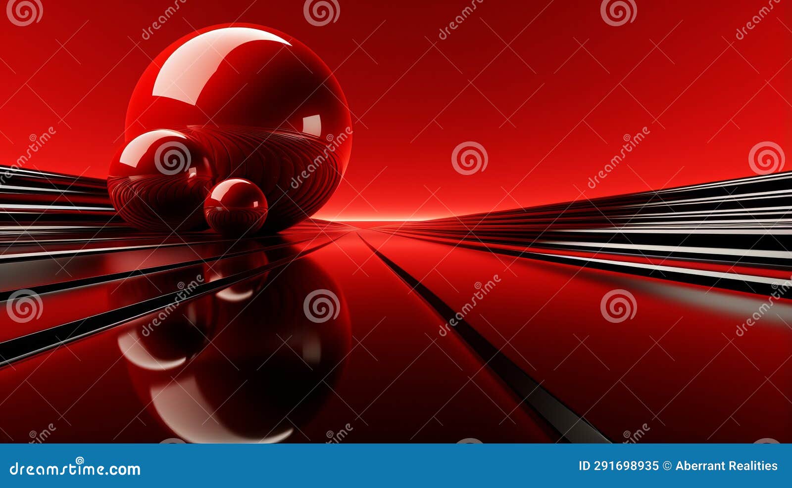 Red and Black Abstract Background with Shiny Balls Stock Illustration