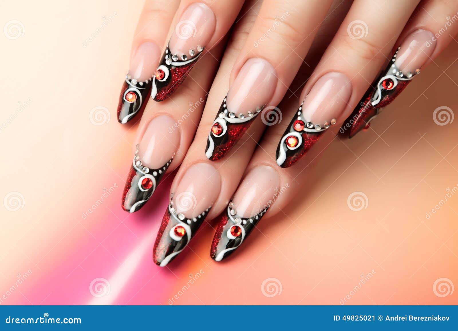 red and black nails | Red nails, Gel nails, Long nails