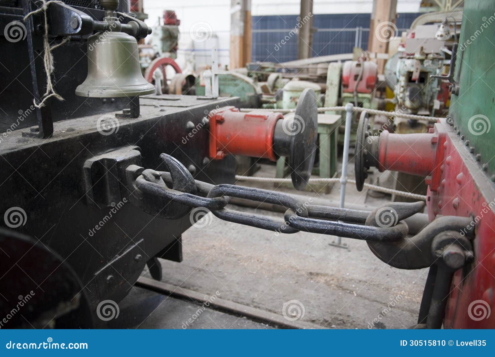 Red and Black Buffers,chain and Bell Stock Photo Image of green, machine 30515810