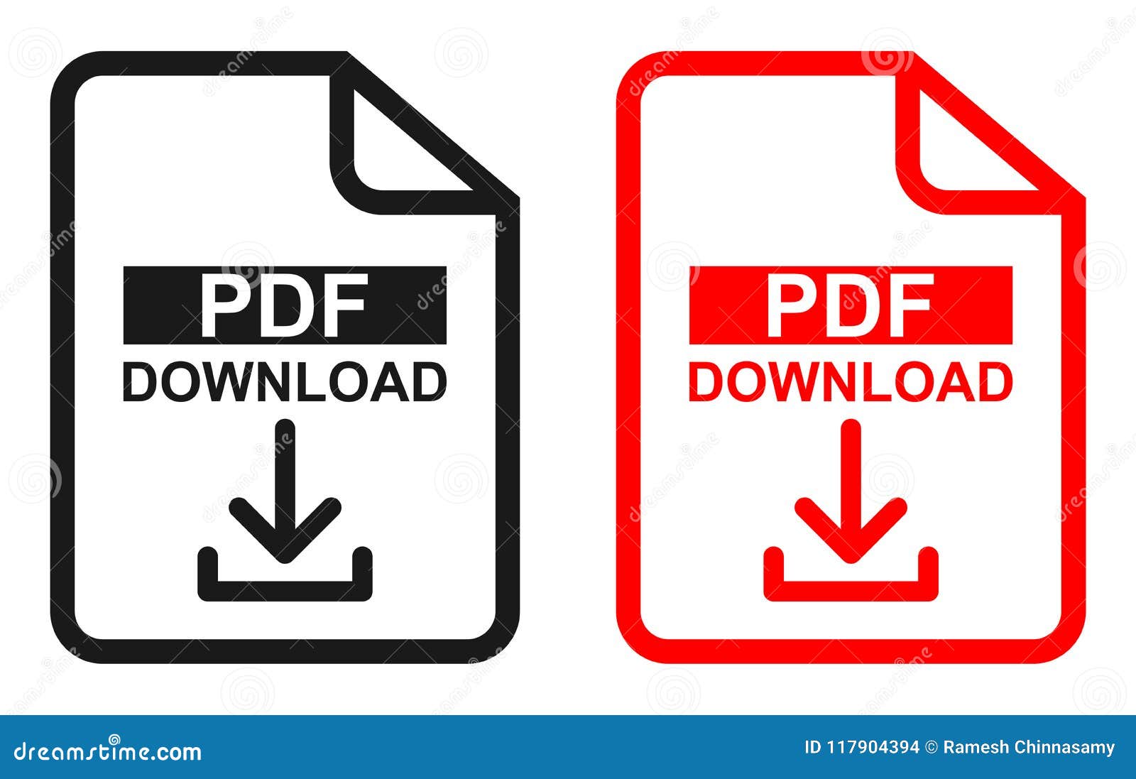 red and black color pdf file download icon